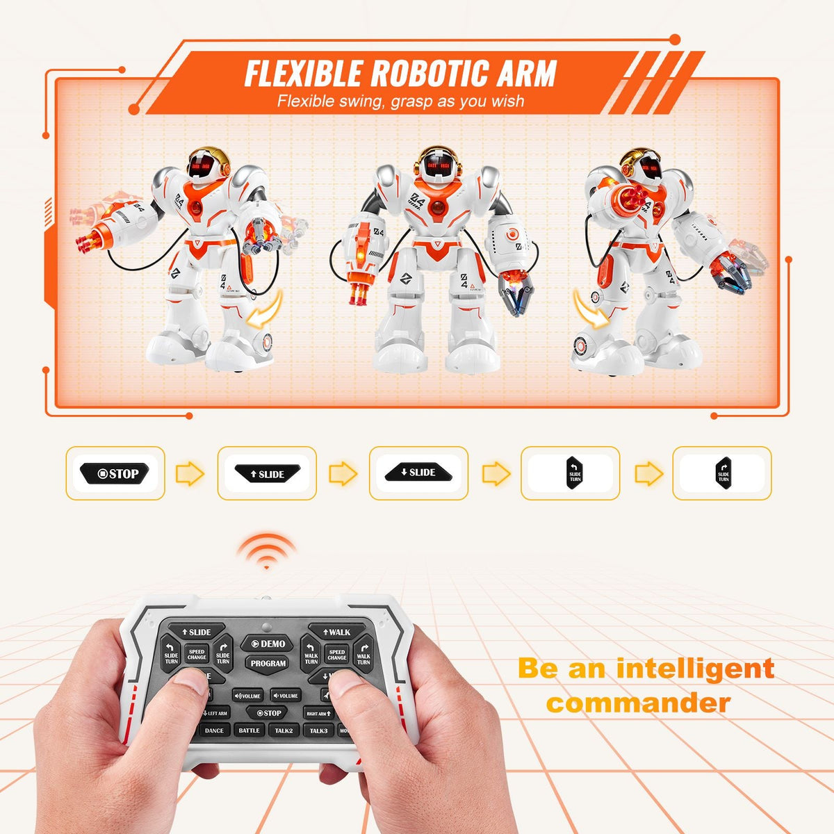 RC Robot Toys for Kids, Battle Mode Programmable Remote Control Smart Robot with Bullets, Interactive Walking Dancing Robot for Age 3 4 5 6 7 8 10 12 Year Old Boys Girls Birthday Gift Present