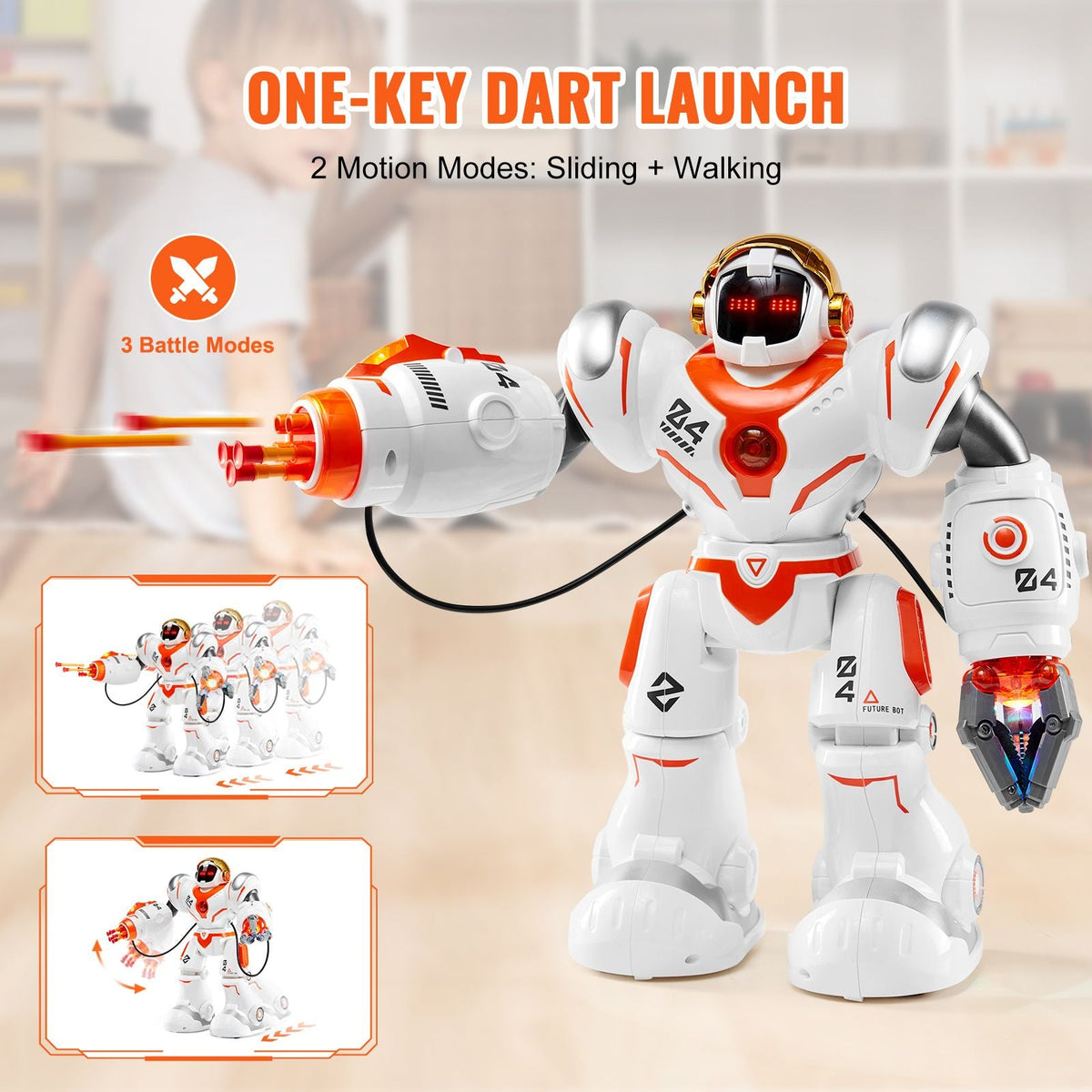 RC Robot Toys for Kids, Battle Mode Programmable Remote Control Smart Robot with Bullets, Interactive Walking Dancing Robot for Age 3 4 5 6 7 8 10 12 Year Old Boys Girls Birthday Gift Present