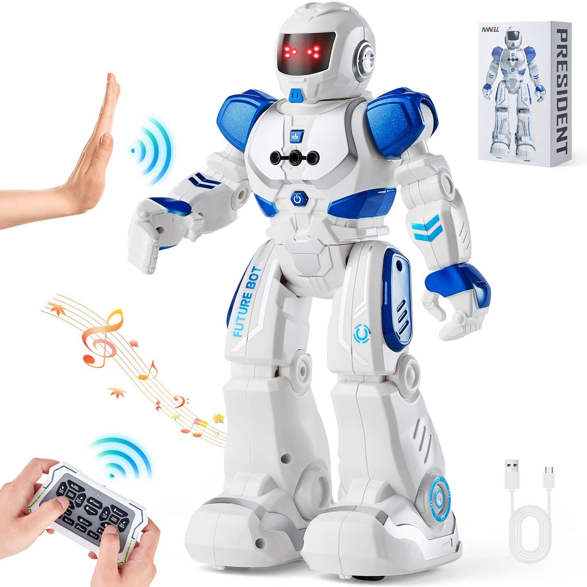 RC Robot Toys for Kids, Gesture Sensing Programmable Remote Control Smart Robot, Interactive Walking Singing Dancing Robot for Age 3 4 5 6 7 8 10 12 Year Old Boys Girls Birthday Gift Present