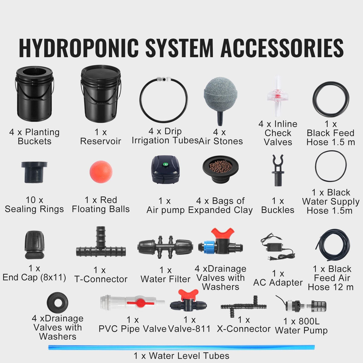 RDWC Hydroponics System Recirculating Deep Water Culture 4 Buckets 5 Gal