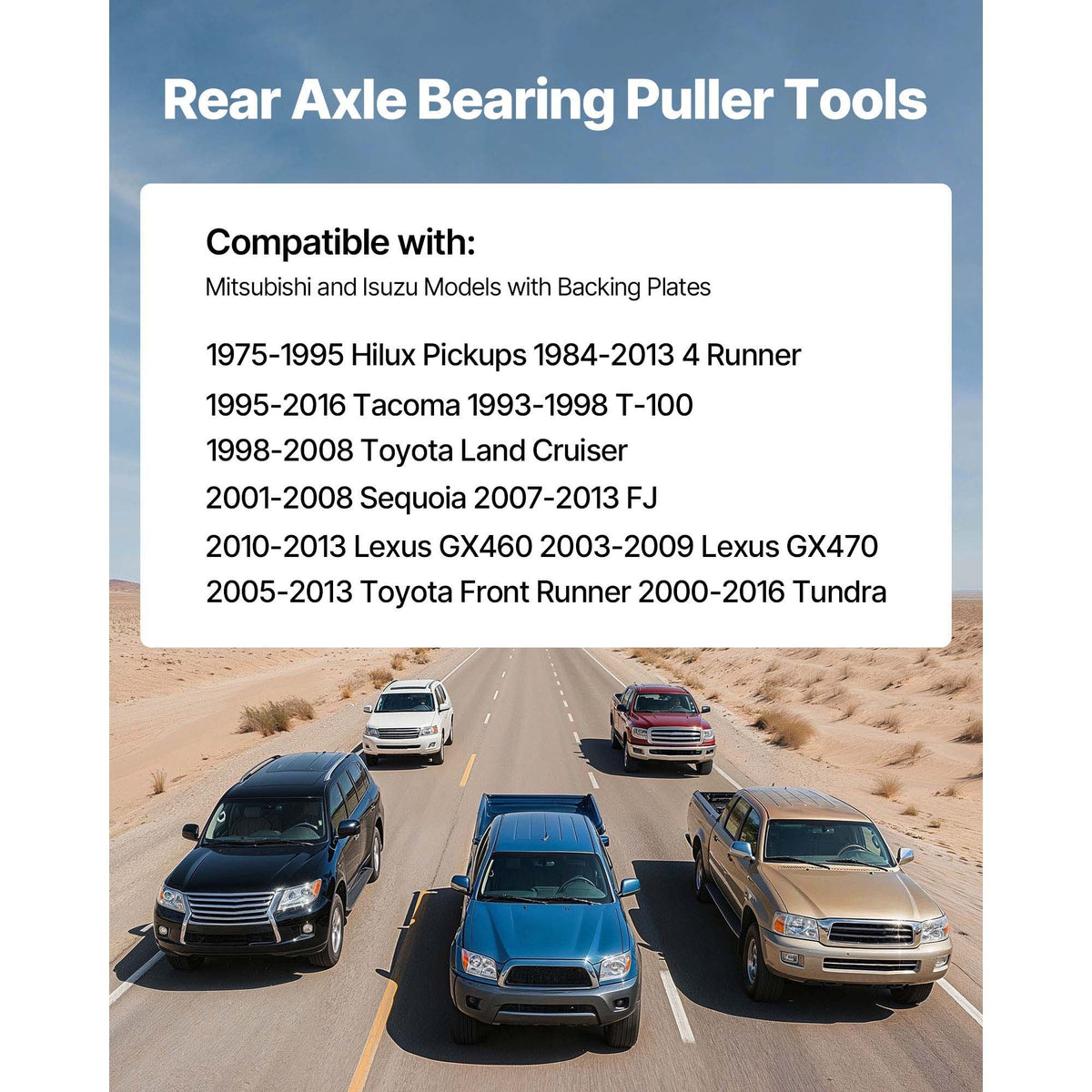 Rear Axle Bearing Puller Tool, Compatible with 1998-2008 Toyota Land Cruiser, 1995-2016 Tacoma 1993-1998 T-100, Rear Axle Shaft Bearing Puller for Mitsubishi and Isuzu Models with Backing Plates