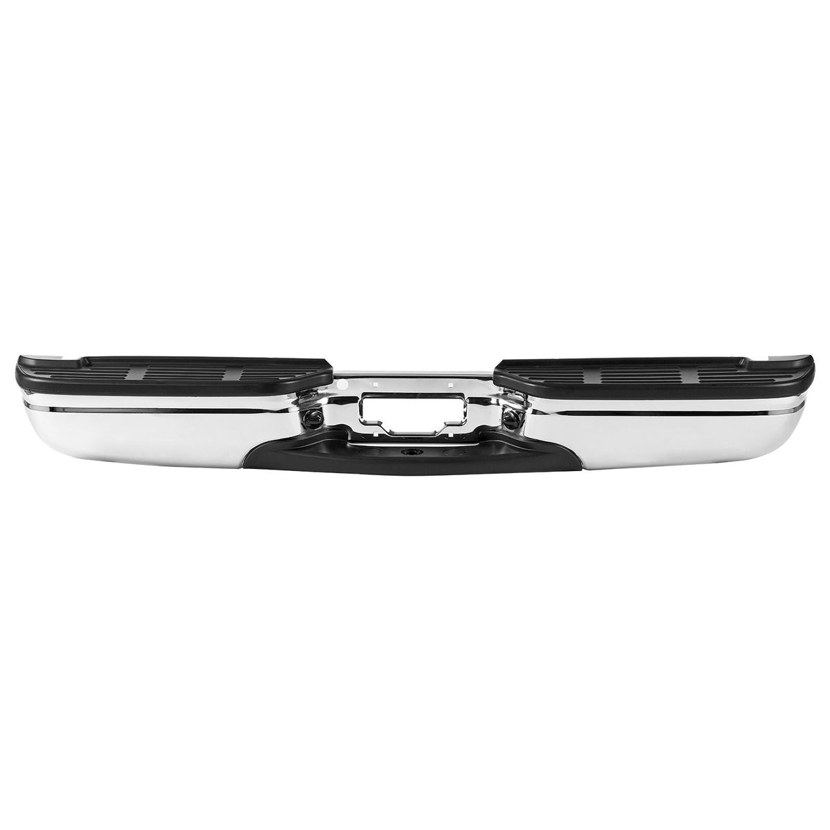 Rear Step Bumper, Compatible with 1999-2007-Ford F250/Ford F350 Super Duty, Chrome Steel Back Bumper, Assembly Replacement Rear Bumper with License Plate Light and Step Pad, for FO1101141