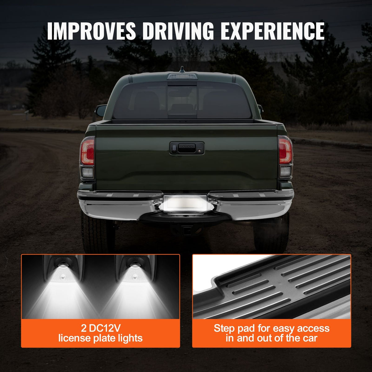 Rear Step Bumper, Compatible with 1999-2007-Ford F250/Ford F350 Super Duty, Chrome Steel Back Bumper, Assembly Replacement Rear Bumper with License Plate Light and Step Pad, for FO1101141