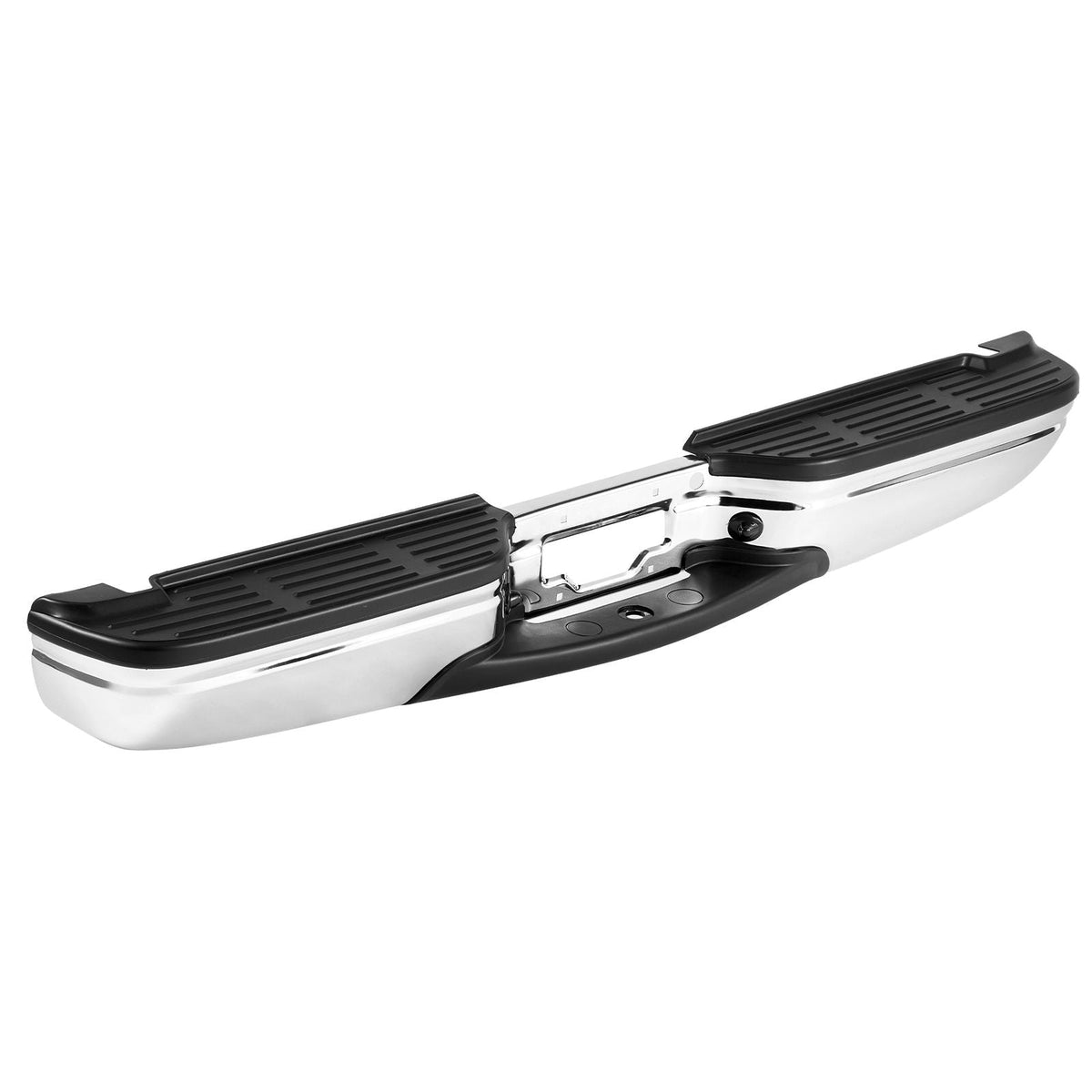 Rear Step Bumper, Compatible with 1999-2007-Ford F250/Ford F350 Super Duty, Chrome Steel Back Bumper, Assembly Replacement Rear Bumper with License Plate Light and Step Pad, for FO1101141