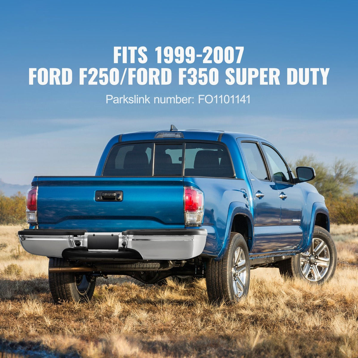 Rear Step Bumper, Compatible with 1999-2007-Ford F250/Ford F350 Super Duty, Chrome Steel Back Bumper, Assembly Replacement Rear Bumper with License Plate Light and Step Pad, for FO1101141