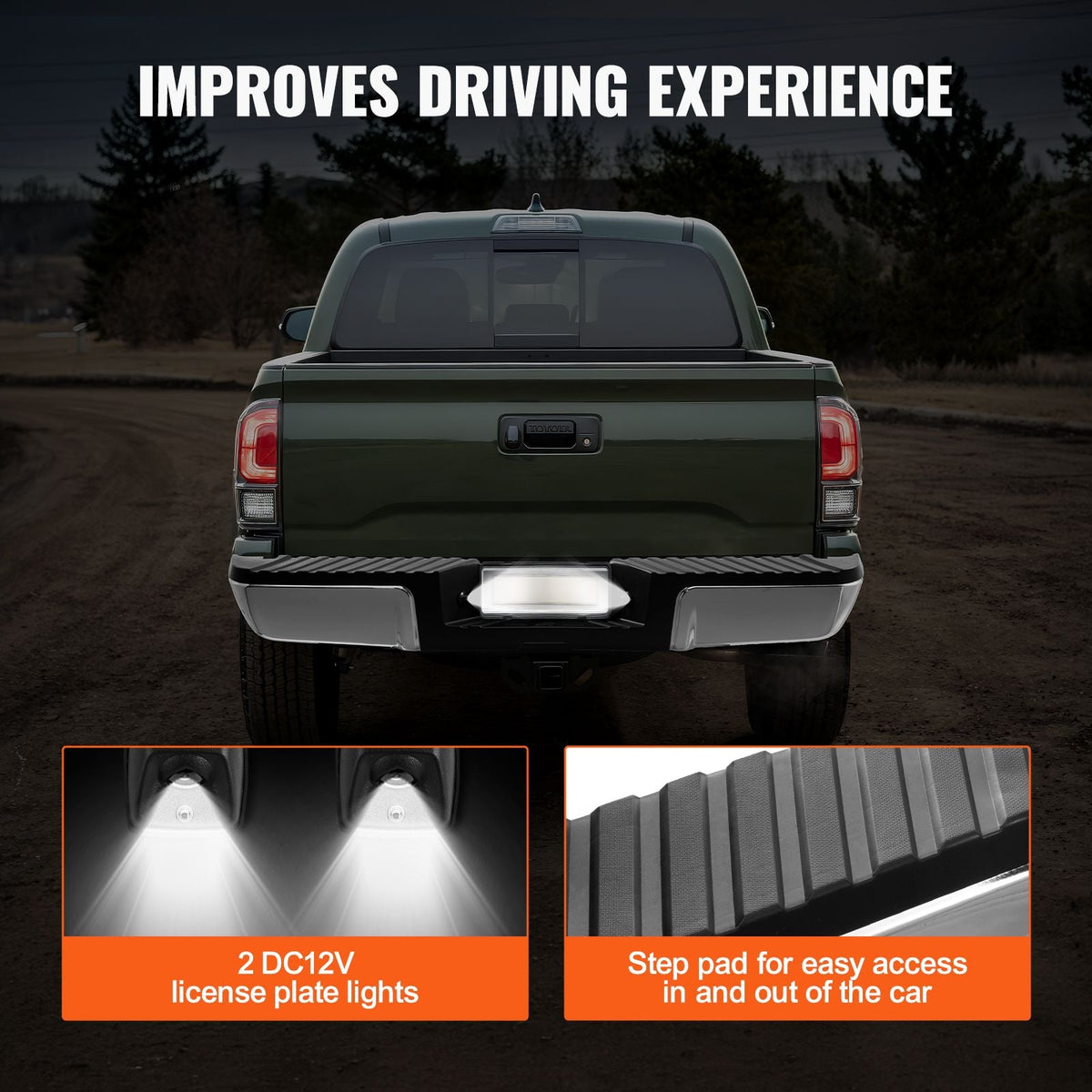 Rear Step Bumper, Compatible with 2008-2016-Ford F250/Ford F350 Super Duty, Chrome Steel Back Bumper, Assembly Replacement Rear Bumper with License Plate Light and Step Pad, for FO1103148