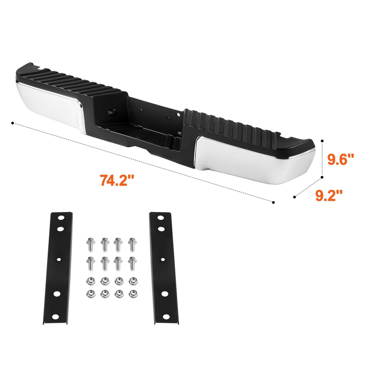 Rear Step Bumper, Compatible with 2008-2016-Ford F250/Ford F350 Super Duty, Chrome Steel Back Bumper, Assembly Replacement Rear Bumper with License Plate Light and Step Pad, for FO1103148