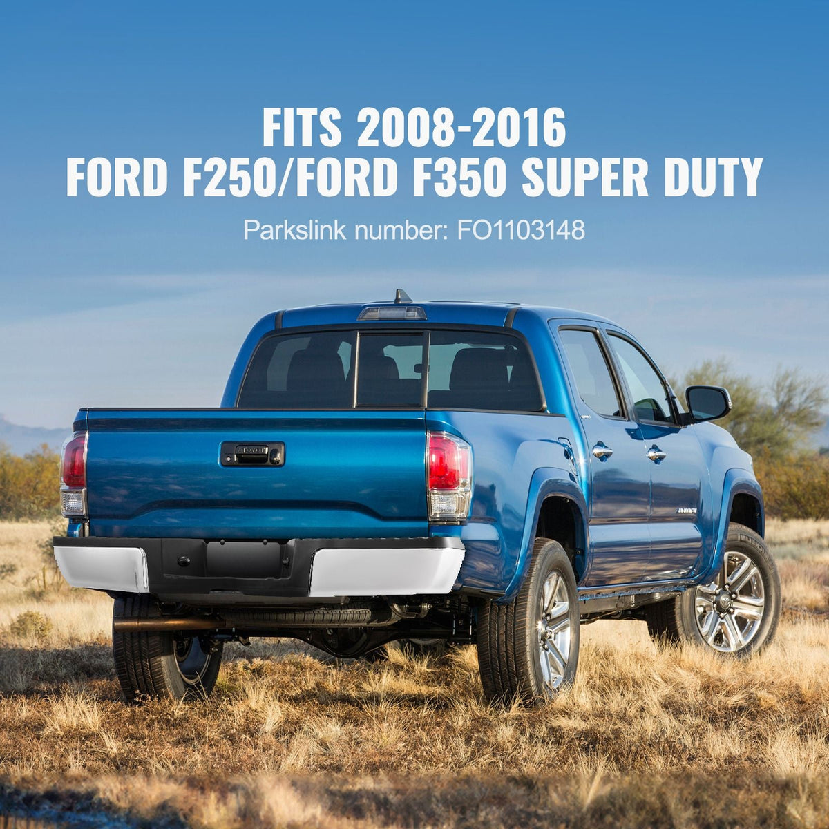 Rear Step Bumper, Compatible with 2008-2016-Ford F250/Ford F350 Super Duty, Chrome Steel Back Bumper, Assembly Replacement Rear Bumper with License Plate Light and Step Pad, for FO1103148