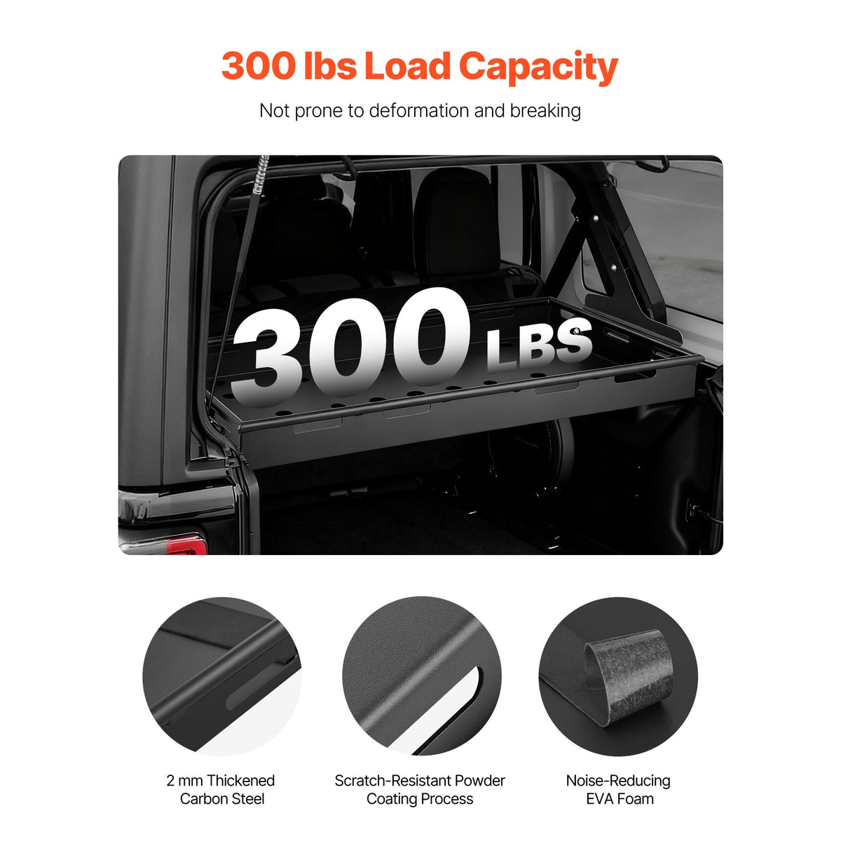 Rear Trunk Cargo Rack, for 2018-2024 Jeep Wrangler JLU Sky One-Touch Power Top, 300 lbs, Carbon Steel Basket Tray Interior Storage Luggage Carrier with Net, Shelf Stand Organizer for Camping