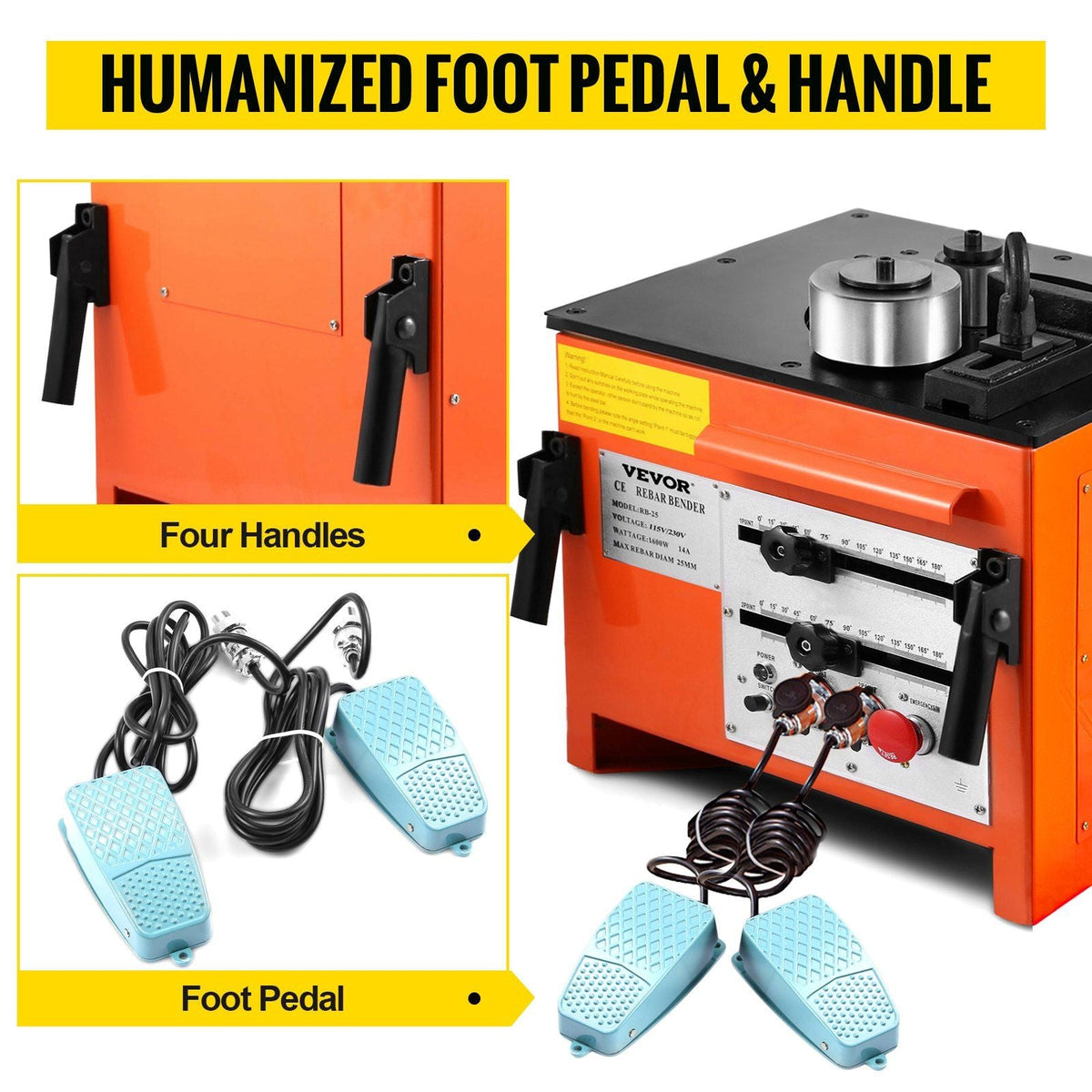 Rebar Bender 1 inch 25 mm Rebar Bending Bender Rebar Grade 60 Electric Rebar Bender Heavy Duty with Foot Pedal for Bending Steel Rope (1 inch Rebar Bender)