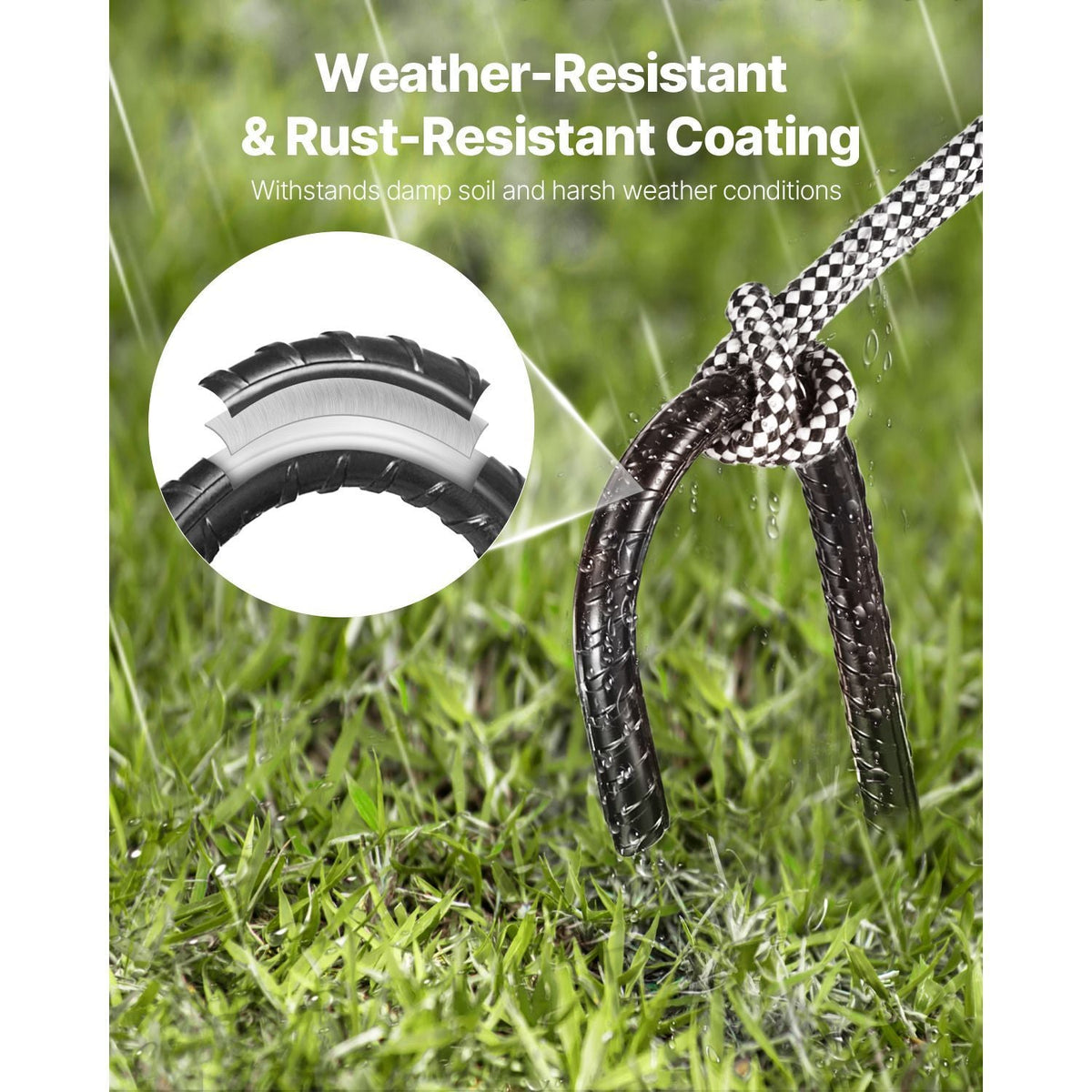 Rebar Stakes, 16-Inch, Heavy-Duty 0.4 in Diameter J Hook, Galvanized Steel Ground Anchors with Chisel Point End & Rust-Resistant Coating, for Gardening Support, Fence, Camping Tents (24-Pack)