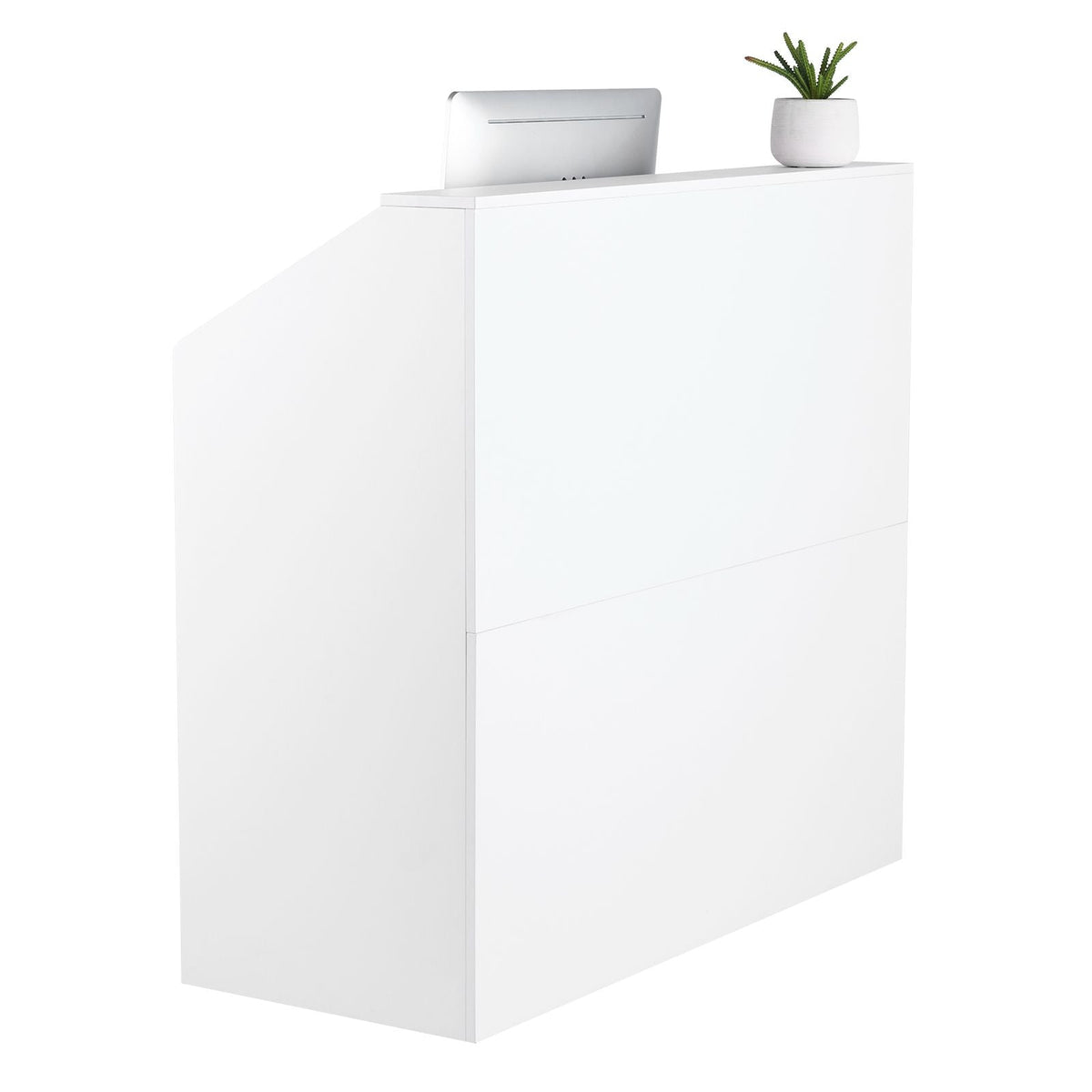 Reception Desk, 46 Inch Rectangular Front Counter Table, Office Reception Desk, Retail Counter and Front Reception Counter, for Checkout, Lobby, Beauty Salon and Office, White
