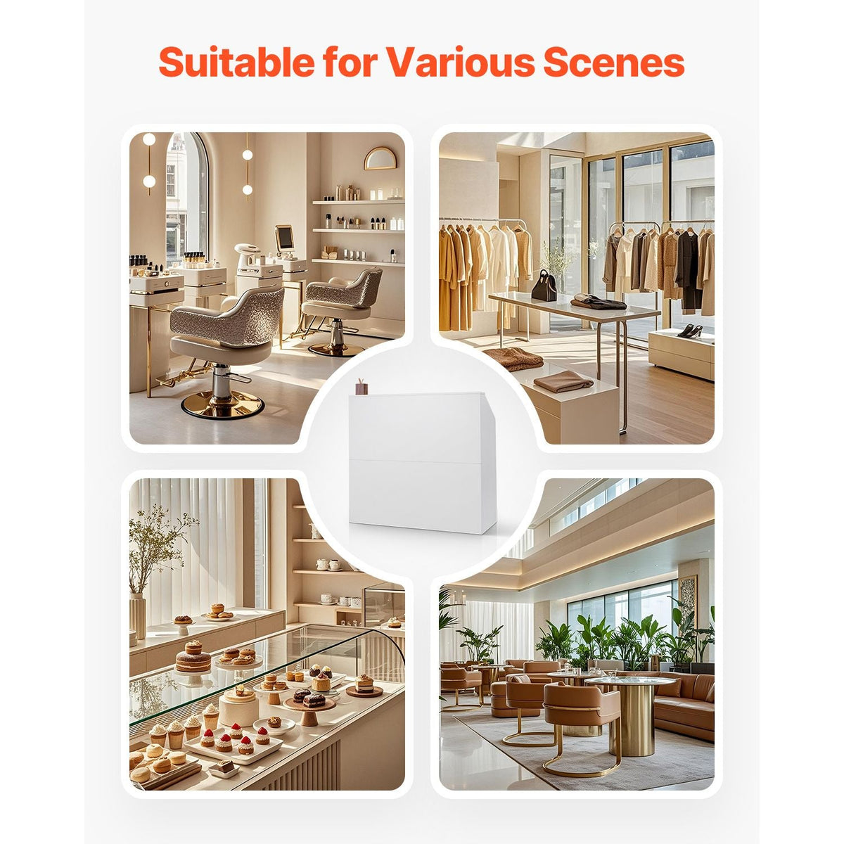 Reception Desk, 46 Inch Rectangular Front Counter Table, Office Reception Desk, Retail Counter and Front Reception Counter, for Checkout, Lobby, Beauty Salon and Office, White