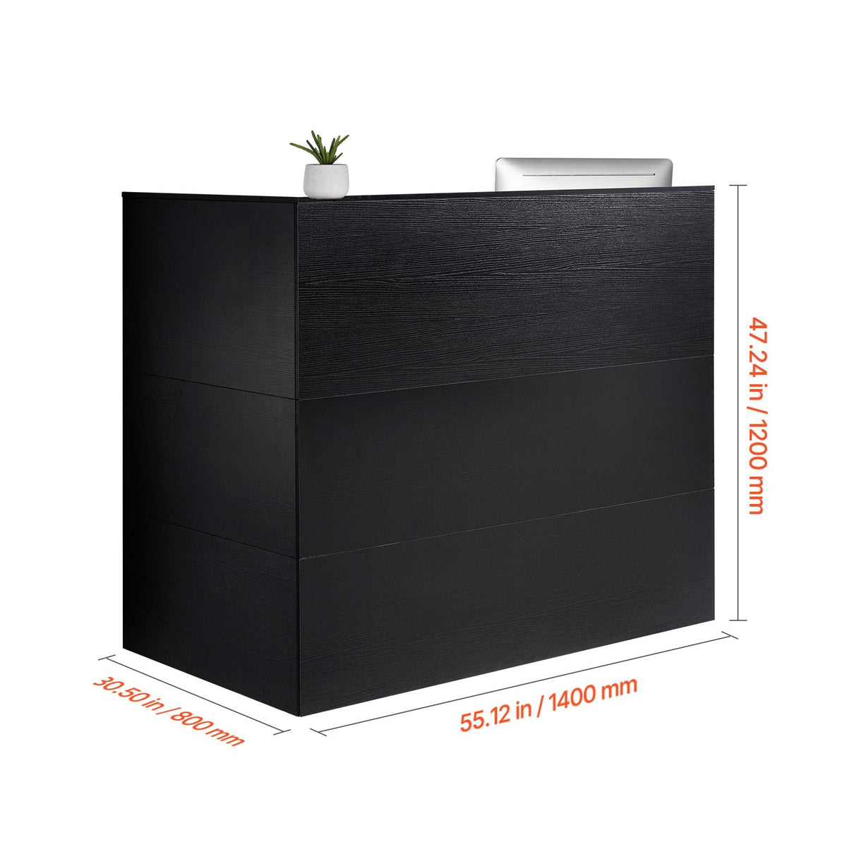 Reception Desk, 55Inch L-Shaped Front Counter Table, Office Reception Counter with Drawer Keyboard Tray and Storage Cabinet, for Checkout, Lobby, Beauty Salon & Office, Black