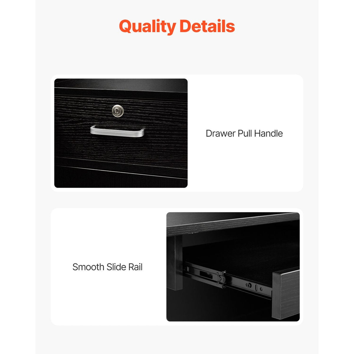 Reception Desk, 55Inch L-Shaped Front Counter Table, Office Reception Counter with Drawer Keyboard Tray and Storage Cabinet, for Checkout, Lobby, Beauty Salon & Office, Black