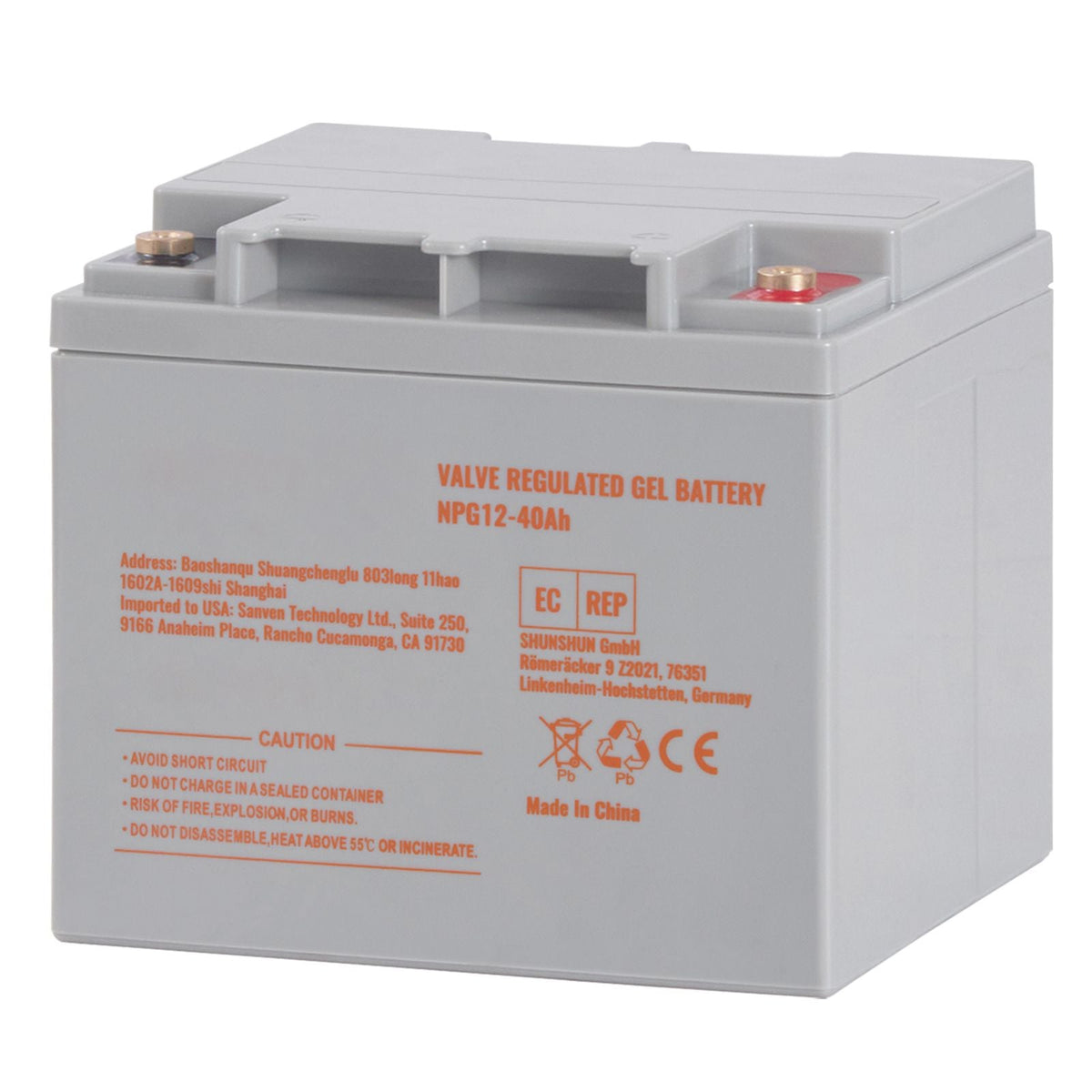 Rechargeable AGM Marine Battery, 12V 40AH, with 400A Discharge Current, Ideal for Mobility Scooters, Electric Wheelchairs, Go-Karts, and e-Bikes