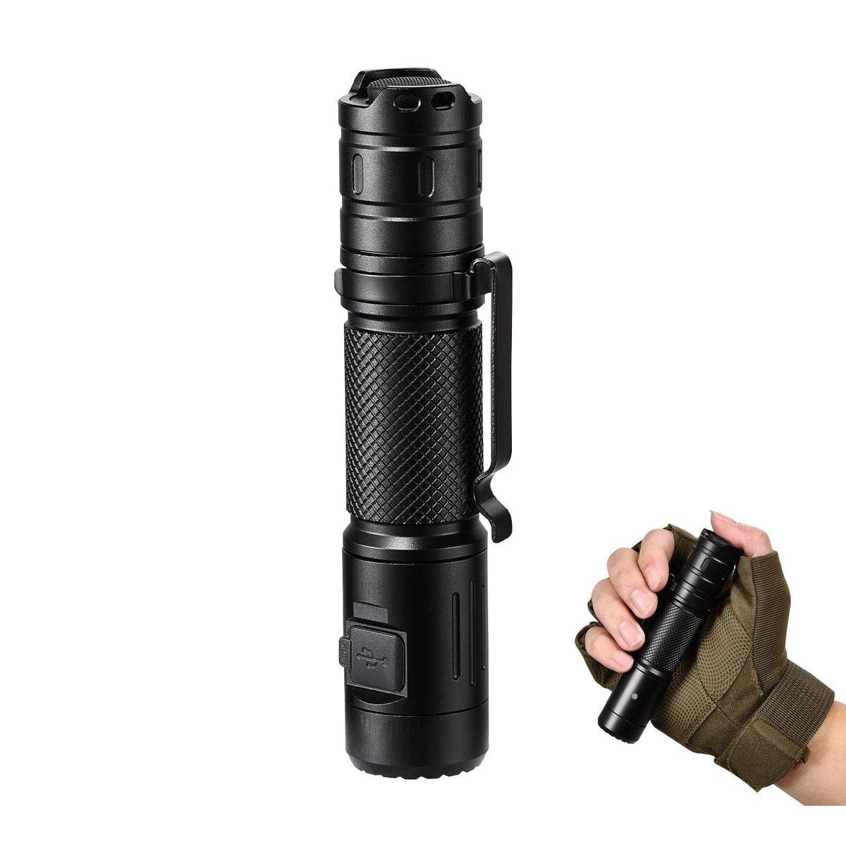Rechargeable Flashlight, High Lumens LED Flashlight with 6 Lighting Modes, IP66 Waterproof Handheld Flash Light for Home, Hiking, Camping, Emergencies, Lightweight & Portable