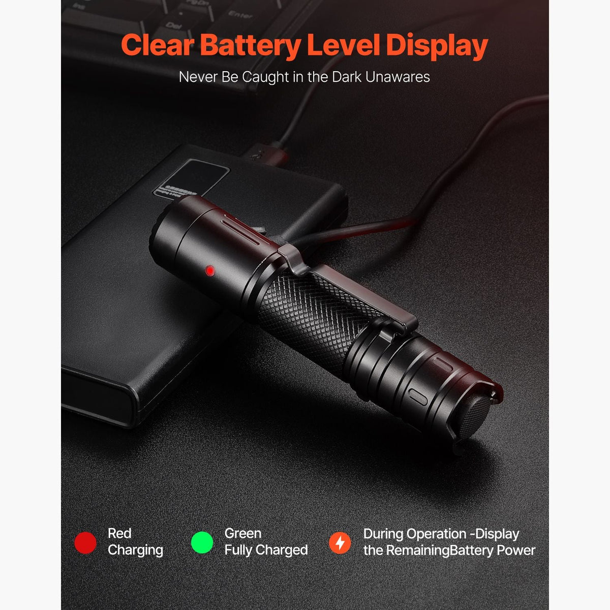 Rechargeable Flashlight, High Lumens LED Flashlight with 6 Lighting Modes, IP66 Waterproof Handheld Flash Light for Home, Hiking, Camping, Emergencies, Lightweight & Portable
