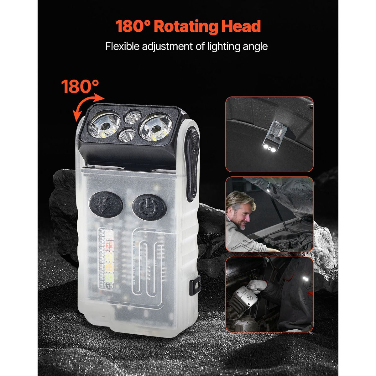 Rechargeable Keychain Flashlight, Mini LED Flashlight with 13 Lighting Modes, Portable Pocket Flashlight with Clip, Magnetic Tail & 180° Rotating Head for Everyday Carry, Camping, Emergencies