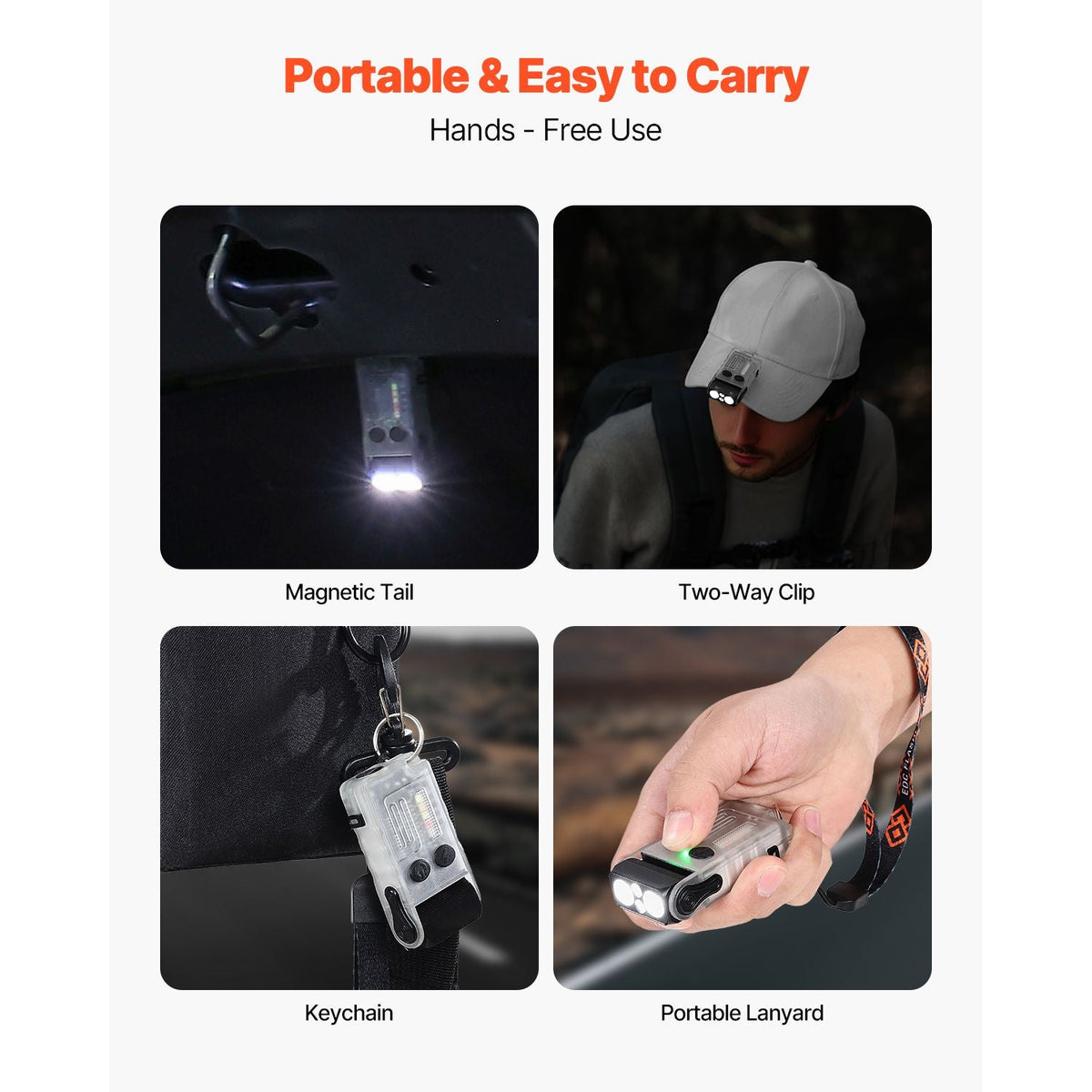 Rechargeable Keychain Flashlight, Mini LED Flashlight with 13 Lighting Modes, Portable Pocket Flashlight with Clip, Magnetic Tail & 180° Rotating Head for Everyday Carry, Camping, Emergencies