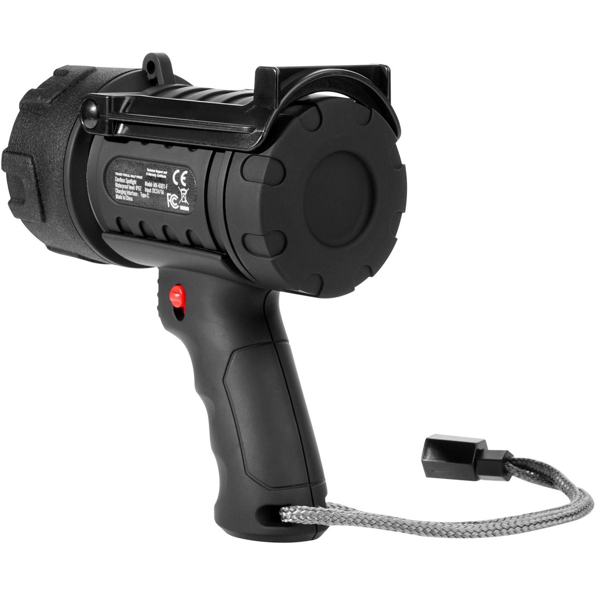 Rechargeable Spotlight Flashlight, 200,000 Lumens, IP67 Waterproof Handheld LED Spot Light, Super Bright Portable Searchlight with 4 Modes Detachable Lens USB Port, for Hunting Boating Camping