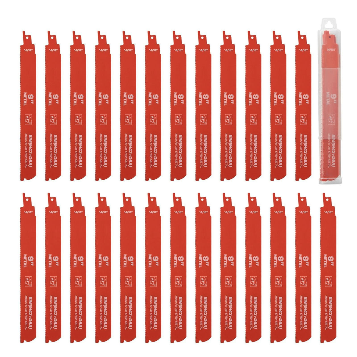 Reciprocating Saw Blades, 25 Pack, 14/18 TPI Bi-Metal Reciprocating Saw Blade Set with Universal Shank, Sharp Teeth for Fast and Smooth Cuts, for Cutting 1/8-5/16 inch Medium Metals, Orange