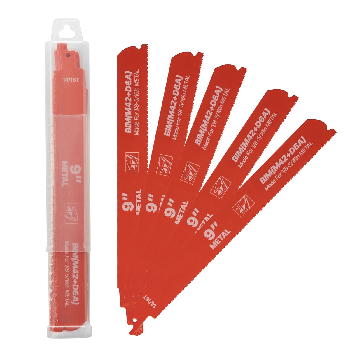 Reciprocating Saw Blades, 25 Pack, 14/18 TPI Bi-Metal Reciprocating Saw Blade Set with Universal Shank, Sharp Teeth for Fast and Smooth Cuts, for Cutting 1/8-5/16 inch Medium Metals, Orange