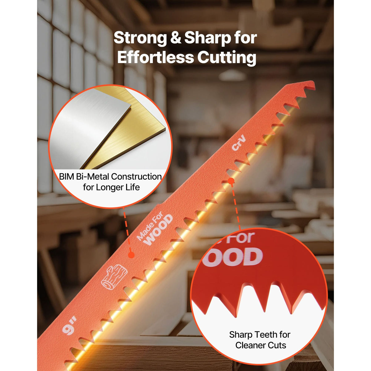 Reciprocating Saw Blades, 32-Piece, Various Sizes Bi-Metal Reciprocating Saw Blade Set with Universal Shank, for Metal and Wood Cutting, Sharp Teeth for Fast and Smooth Cuts, Orange and Gray