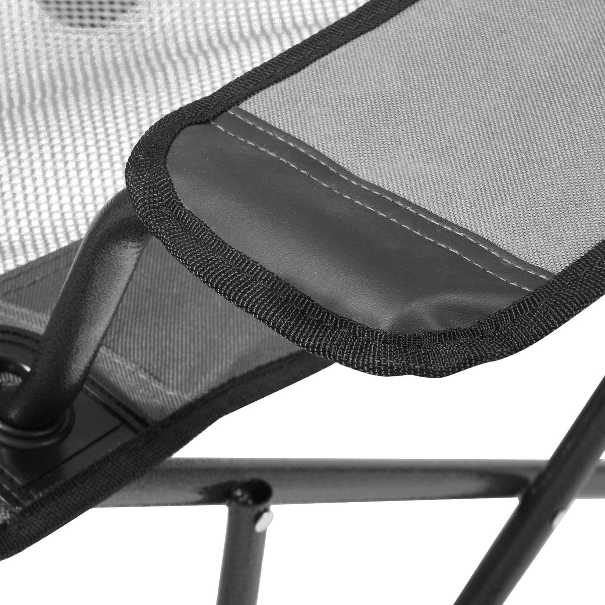 Reclining Camping Chair, 4 Adjustable Positions, Portable Folding Lounger for Adults, Mesh Beach Chair with Headrest & Foot Rest, Supports 220 lbs, Heavy Duty Camp Chairs for Patio, Gray