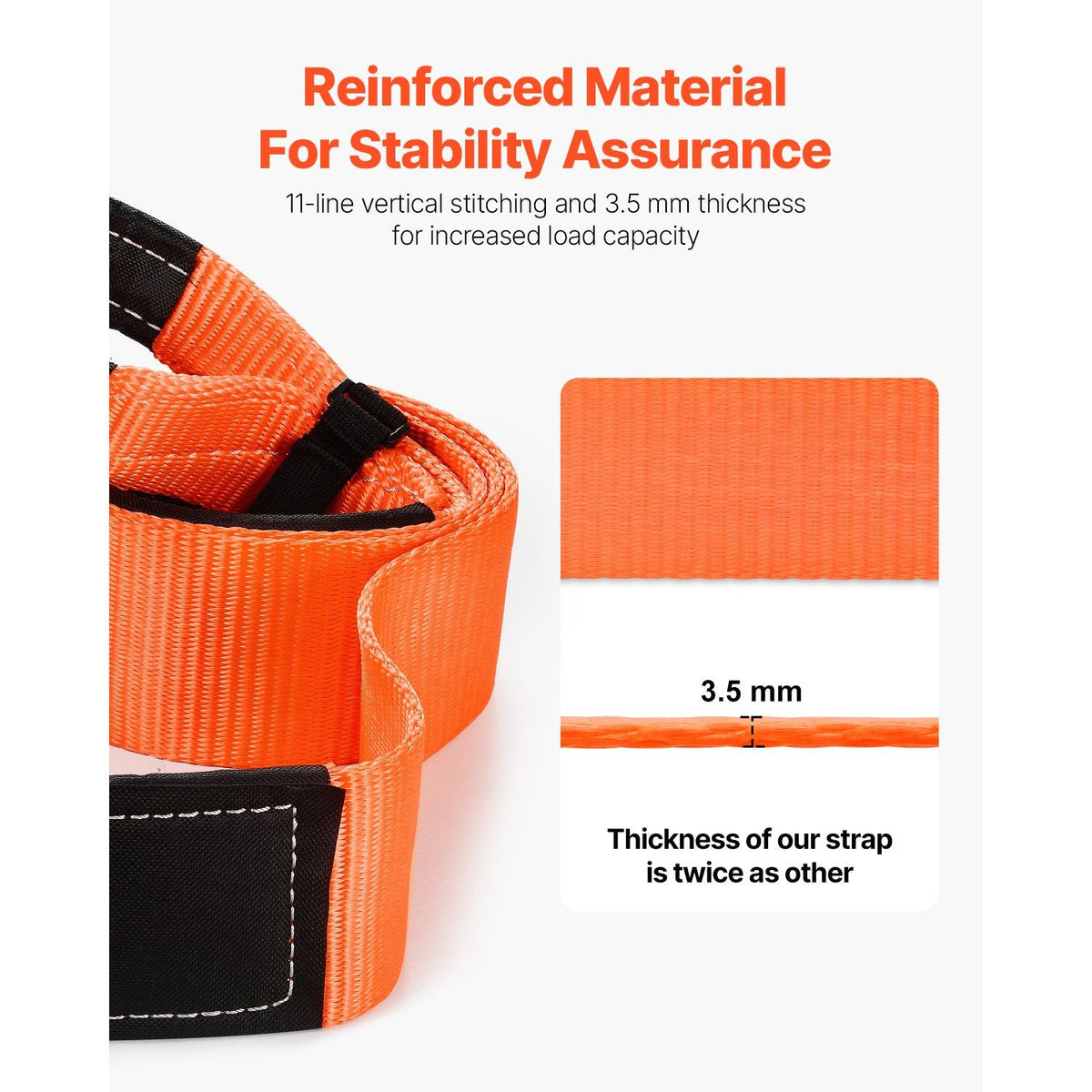 Recovery Tow Strap 3 inches, 8 feet 36,000 lbs Break Strength, Triple Reinforced Loop Straps, Tree Saver, Winch Line Extension Strap, Off Road Towing and Recovery, Extreme Weather Resistance