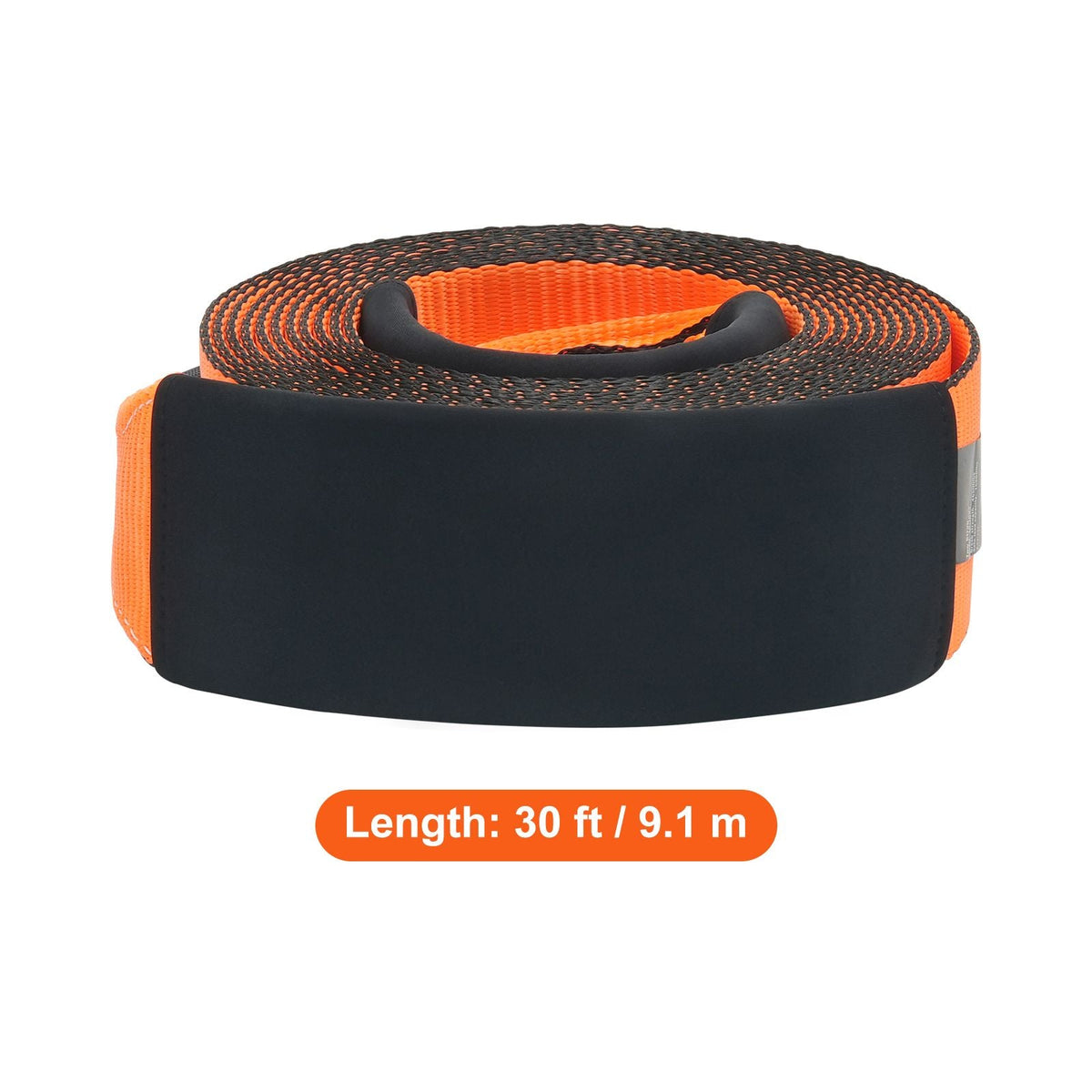 Recovery Tow Strap 4" x 30', 46,500 lbs Break Strength, Triple Reinforced Loop Straps, Tree Saver, Off Road Towing and Recovery, Extreme Weather Resistance, Protective Sleeves & Storage Bag