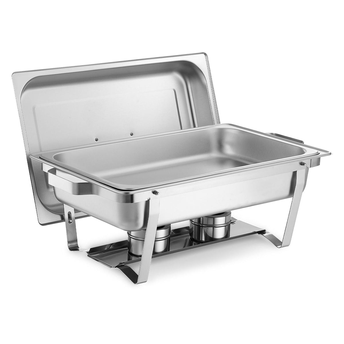 Rectangle Chafing Dish, 9 Qt 2 Pack Stainless Steel Chafing Dish, Food Warmer Chafer Complete Set with Hollow Handle, 1 Food Tongs, Lid, Fuel Holder, Chafer Dishes for Banquet Party Wedding