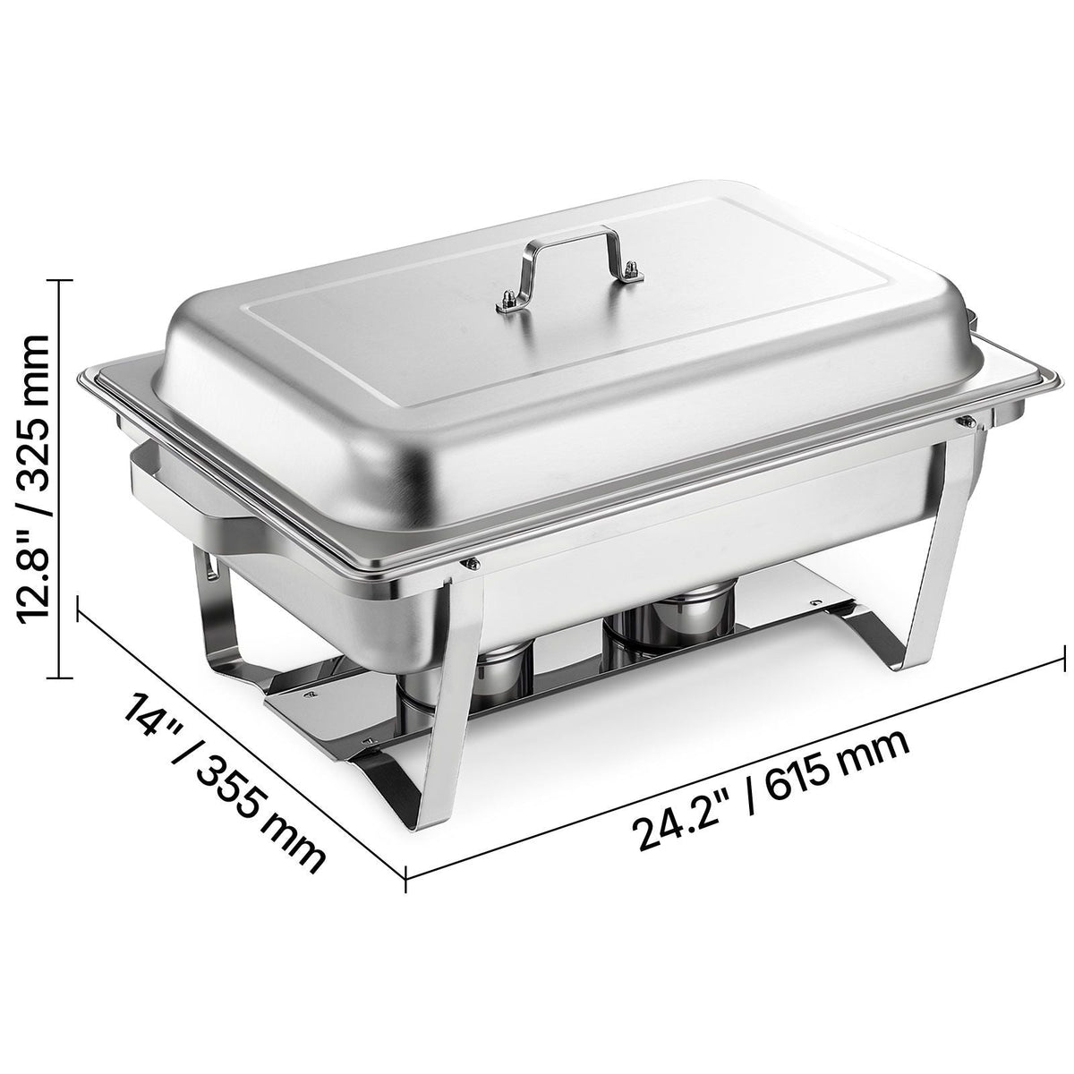 Rectangle Chafing Dish, 9 Qt 2 Pack Stainless Steel Chafing Dish, Food Warmer Chafer Complete Set with Hollow Handle, 1 Food Tongs, Lid, Fuel Holder, Chafer Dishes for Banquet Party Wedding