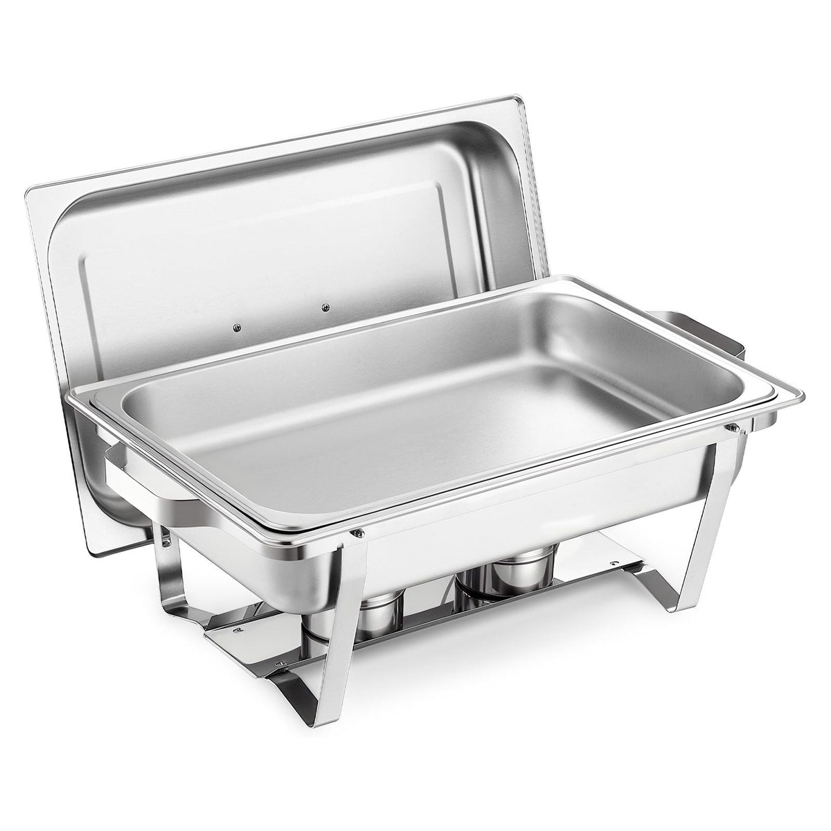 Rectangle Chafing Dish, 9 Qt 2 Pack Stainless Steel Chafing Dish, Food Warmer Chafer Complete Set with Hollow Handle, 1 Food Tongs, Lid, Fuel Holder, Chafer Dishes for Banquet Party Wedding