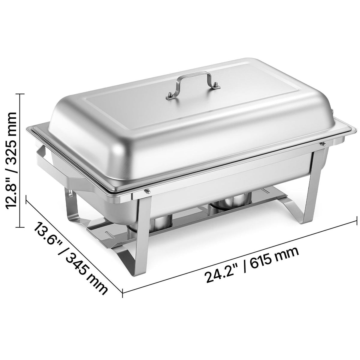 Rectangle Chafing Dish, 9 Qt 6 Pack Stainless Steel Chafing Dish, Food Warmer Chafer Complete Set with Hollow Handle, 3 Food Tongs, Lid, Fuel Holder, Chafer Dishes for Banquet Party Wedding