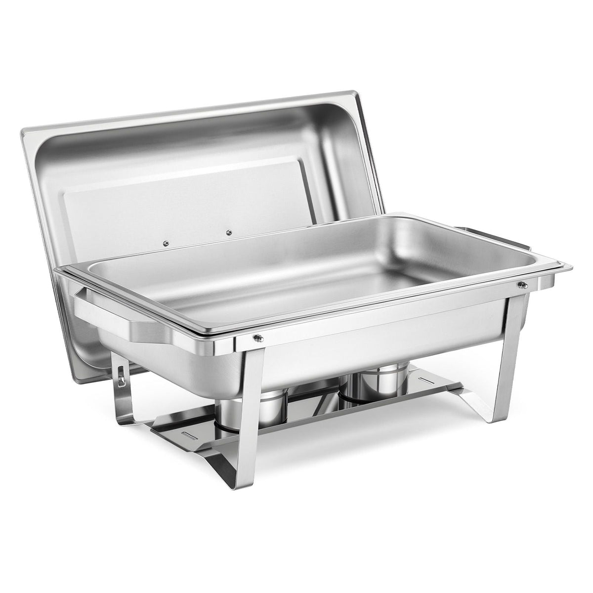 Rectangle Chafing Dish, 9 Qt 6 Pack Stainless Steel Chafing Dish, Food Warmer Chafer Complete Set with Hollow Handle, 3 Food Tongs, Lid, Fuel Holder, Chafer Dishes for Banquet Party Wedding