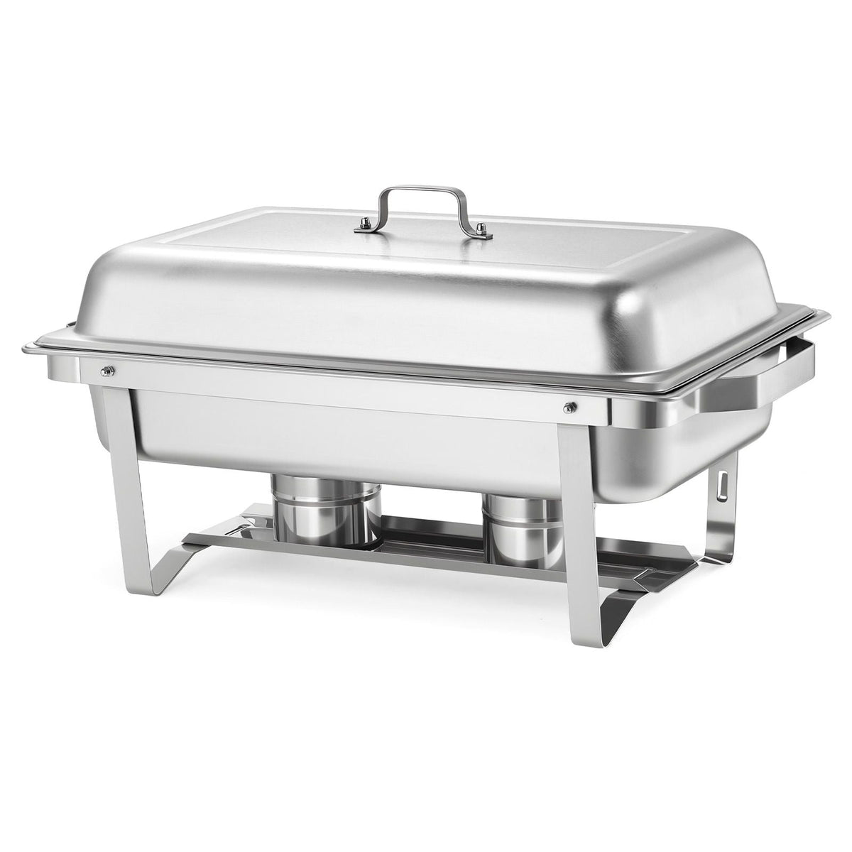 Rectangle Chafing Dish, 9 Qt 6 Pack Stainless Steel Chafing Dish, Food Warmer Chafer Complete Set with Hollow Handle, 3 Food Tongs, Lid, Fuel Holder, Chafer Dishes for Banquet Party Wedding