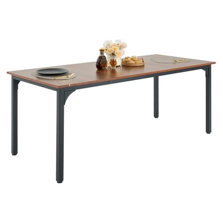 Rectangle Dining Table, 71 inch Length Large Wood Tables for 6-8 Person, Farmhouse Dinner Furniture, Rustic Conference Desk with Iron Legs, for Home Kitchen Living Room, Brown(Only Table)