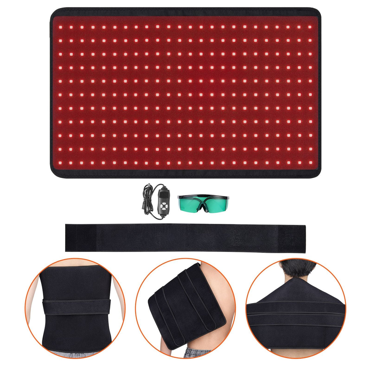 Red Light Therapy for Body, 264 LEDs Light Therapy Pad with Controller, 10Hz Pulse, 5-30 Min Timer, 630nm Nano Red & 660nm Red & 850nm Light Therapy for Pain Relief, Skin Health