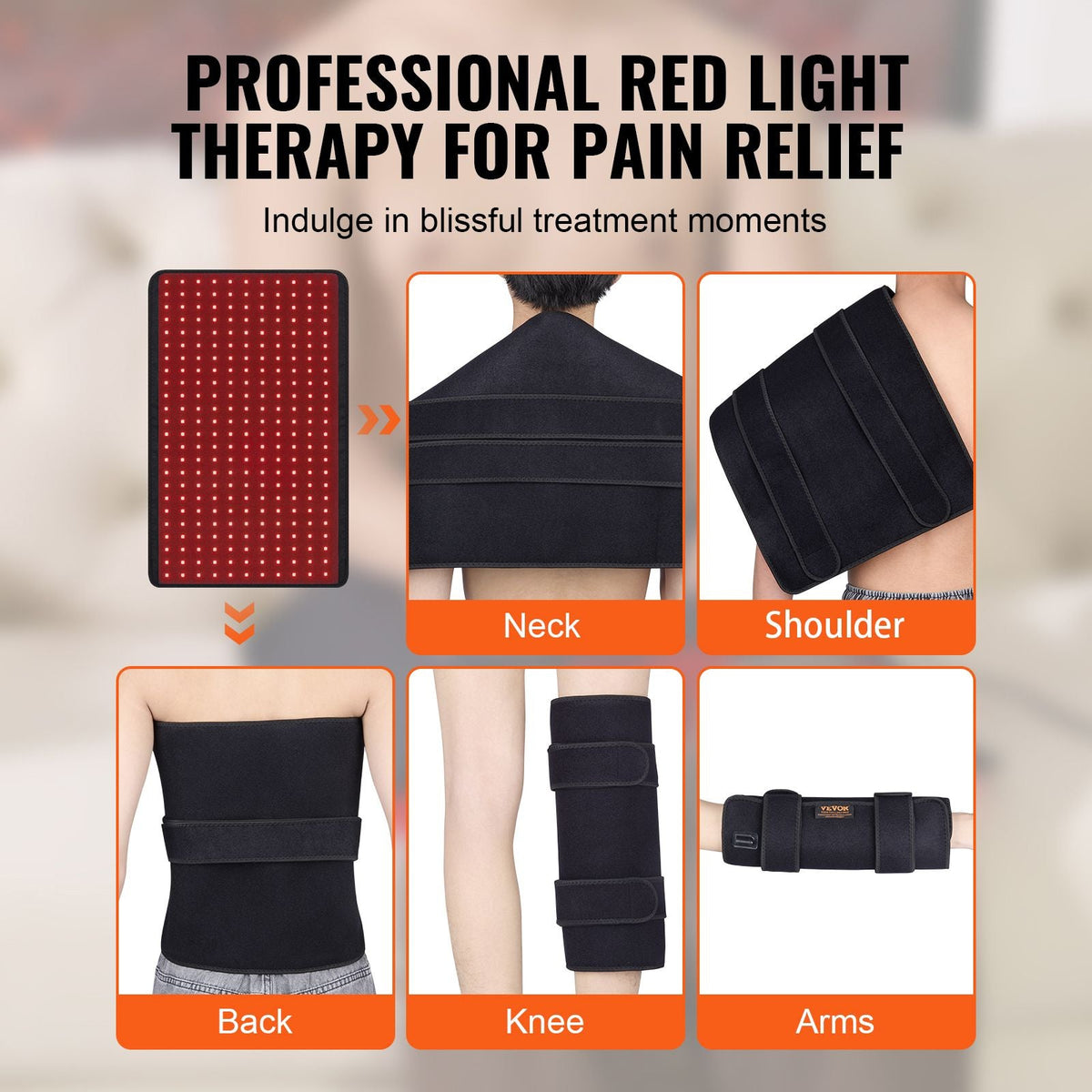 Red Light Therapy for Body, 264 LEDs Light Therapy Pad with Controller, 10Hz Pulse, 5-30 Min Timer, 630nm Nano Red & 660nm Red & 850nm Light Therapy for Pain Relief, Skin Health