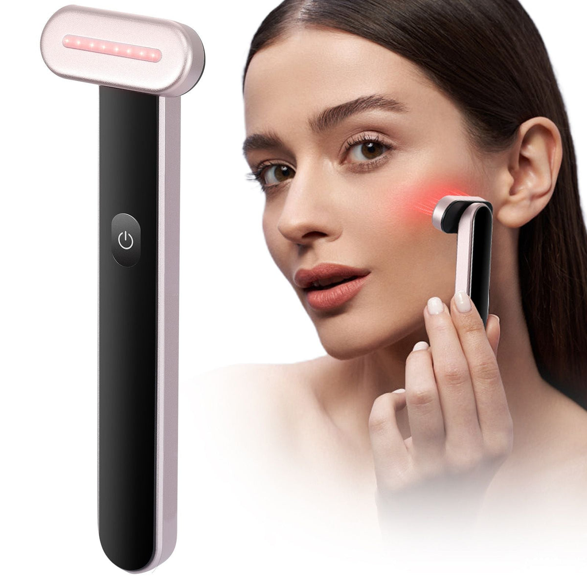 Red Light Therapy Wand for Face and Neck, 3-in-1 LED Facial Wand Red Light Therapy Device with Heating Therapy| Vibrating Facial Massage, Portable LED Beauty Wand