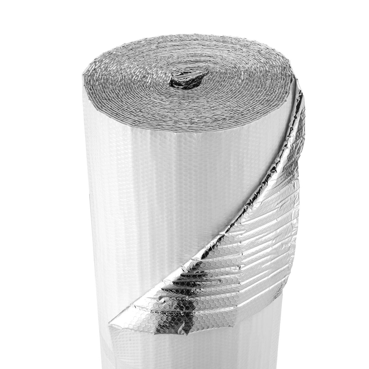 Reflective Insulation Roll, Double-Layer Air Bubble Radiant Barrier, 6mm 48 in x 100 ft, Aluminum Foil White PE Film Heat Reflective Shield, Thermal Insulation Roll for Garage Window RV Roofs