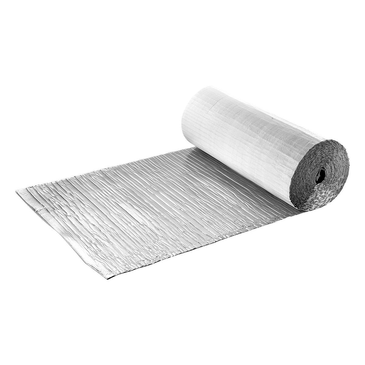 Reflective Insulation Roll, Double-Layer Air Bubble Radiant Barrier, 6mm 48 in x 100 ft, Aluminum Foil White PE Film Heat Reflective Shield, Thermal Insulation Roll for Garage Window RV Roofs