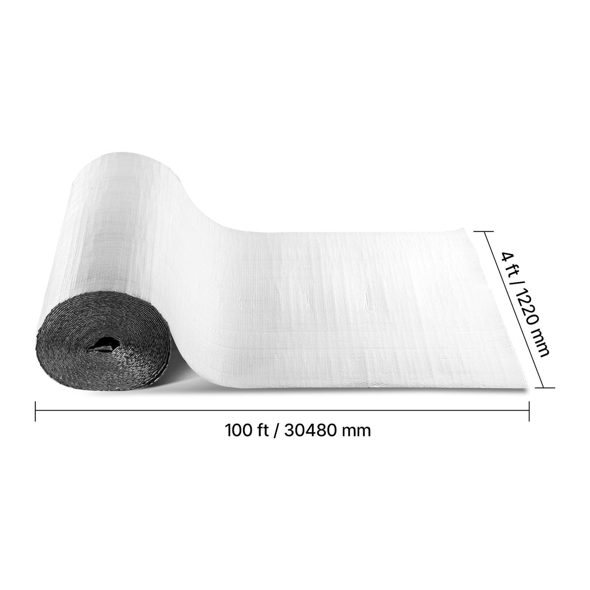 Reflective Insulation Roll, Double-Layer Air Bubble Radiant Barrier, 6mm 48 in x 100 ft, Aluminum Foil White PE Film Heat Reflective Shield, Thermal Insulation Roll for Garage Window RV Roofs