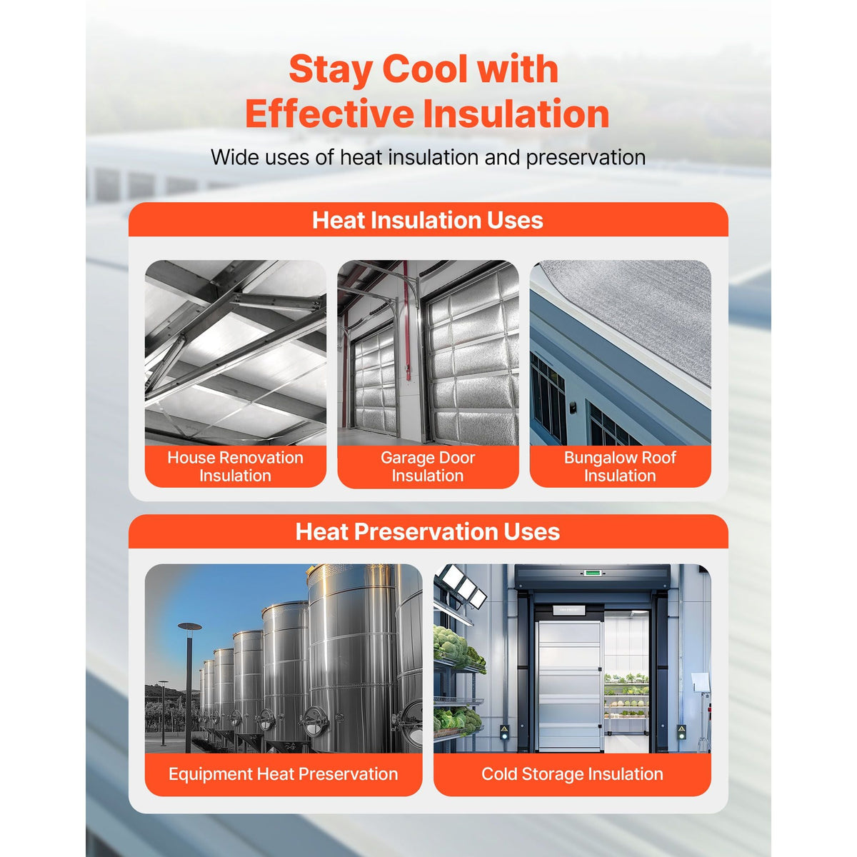 Reflective Insulation Roll, EPE Foam Core Radiant Barrier, 3mm 48 in x 250 ft, Aluminum Foil White PE Film Heat Reflective Shield, Thermal Insulation Roll for Garage Door Window RV Roofs