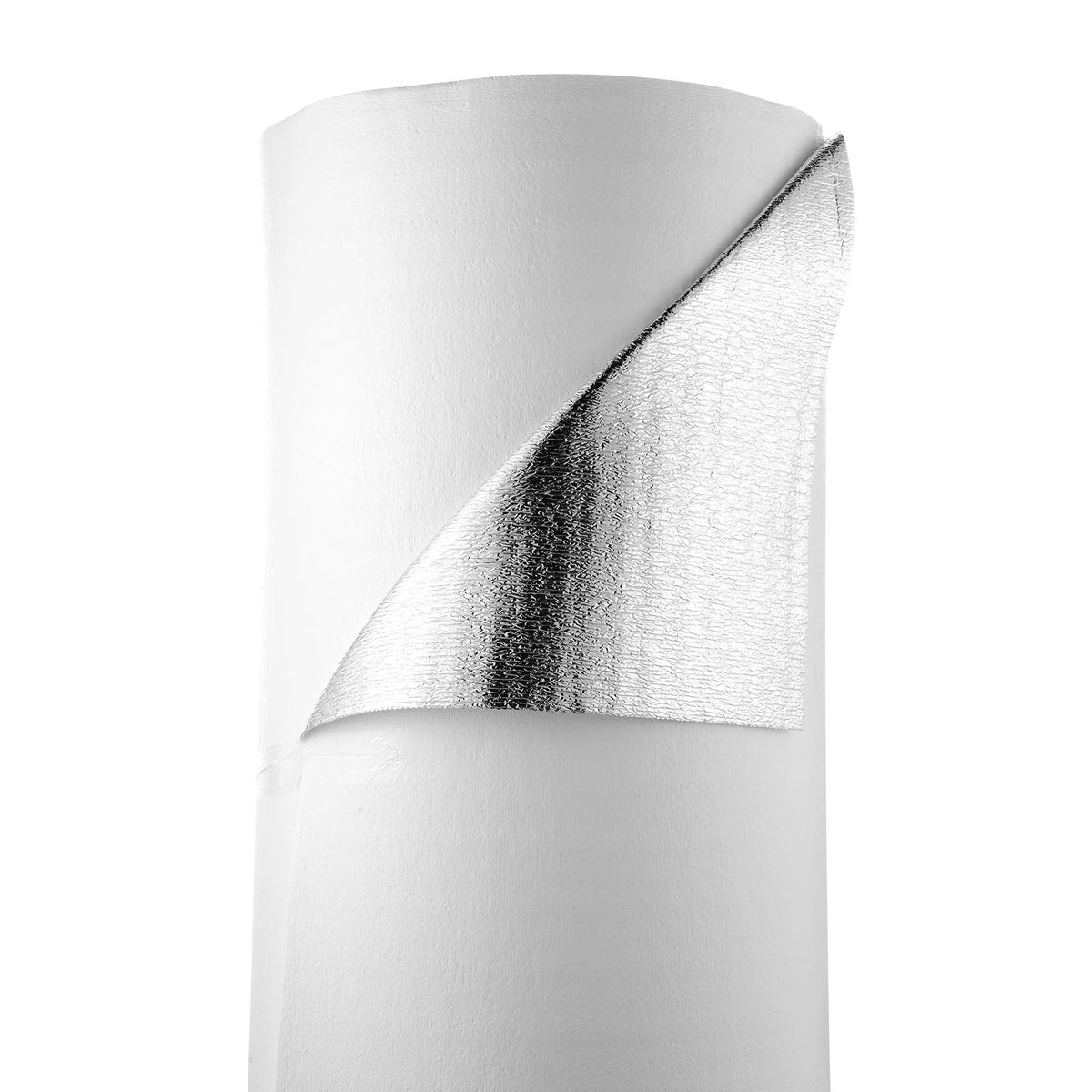 Reflective Insulation Roll, EPE Foam Core Radiant Barrier, 3mm 48 in x 250 ft, Aluminum Foil White PE Film Heat Reflective Shield, Thermal Insulation Roll for Garage Door Window RV Roofs