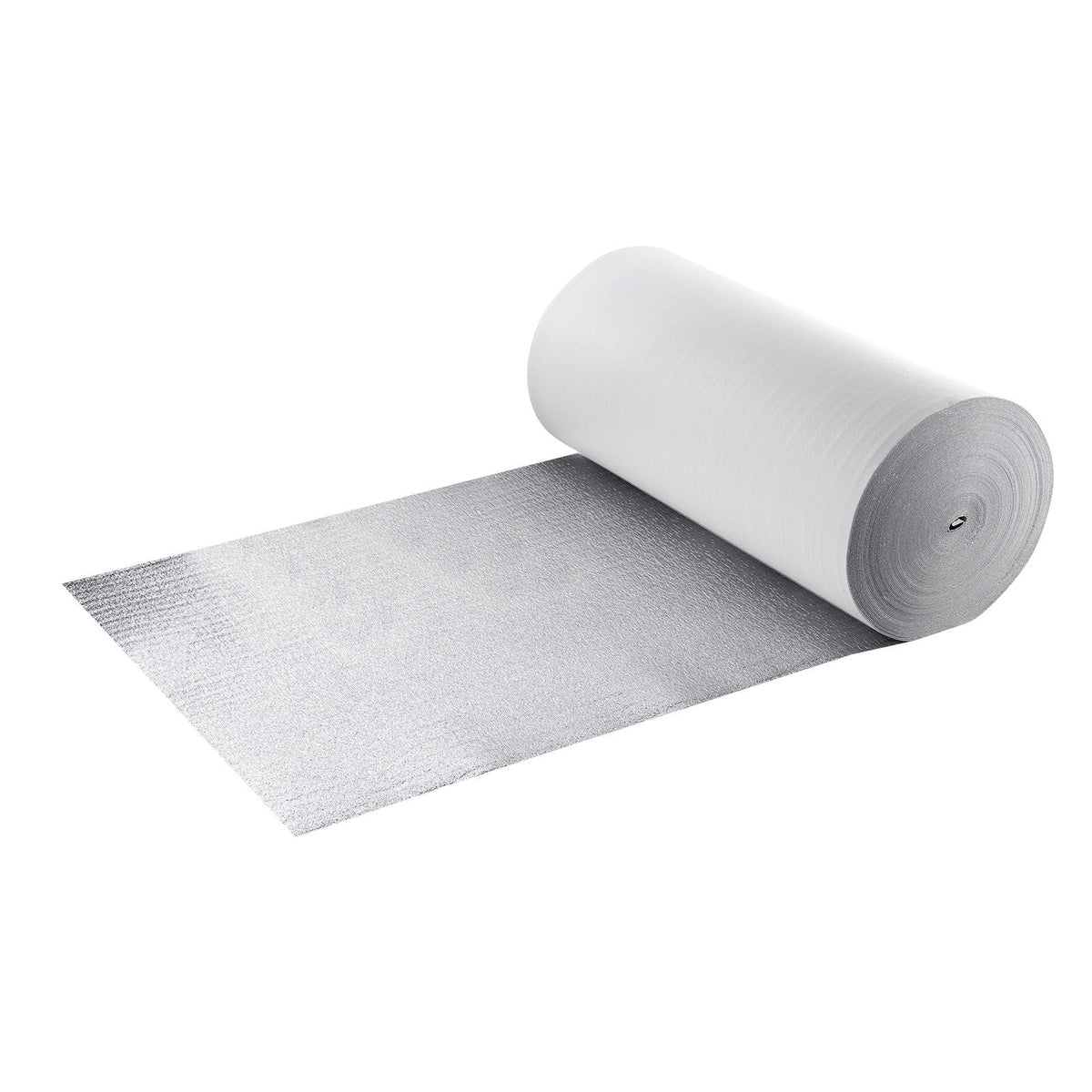 Reflective Insulation Roll, EPE Foam Core Radiant Barrier, 3mm 48 in x 250 ft, Aluminum Foil White PE Film Heat Reflective Shield, Thermal Insulation Roll for Garage Door Window RV Roofs
