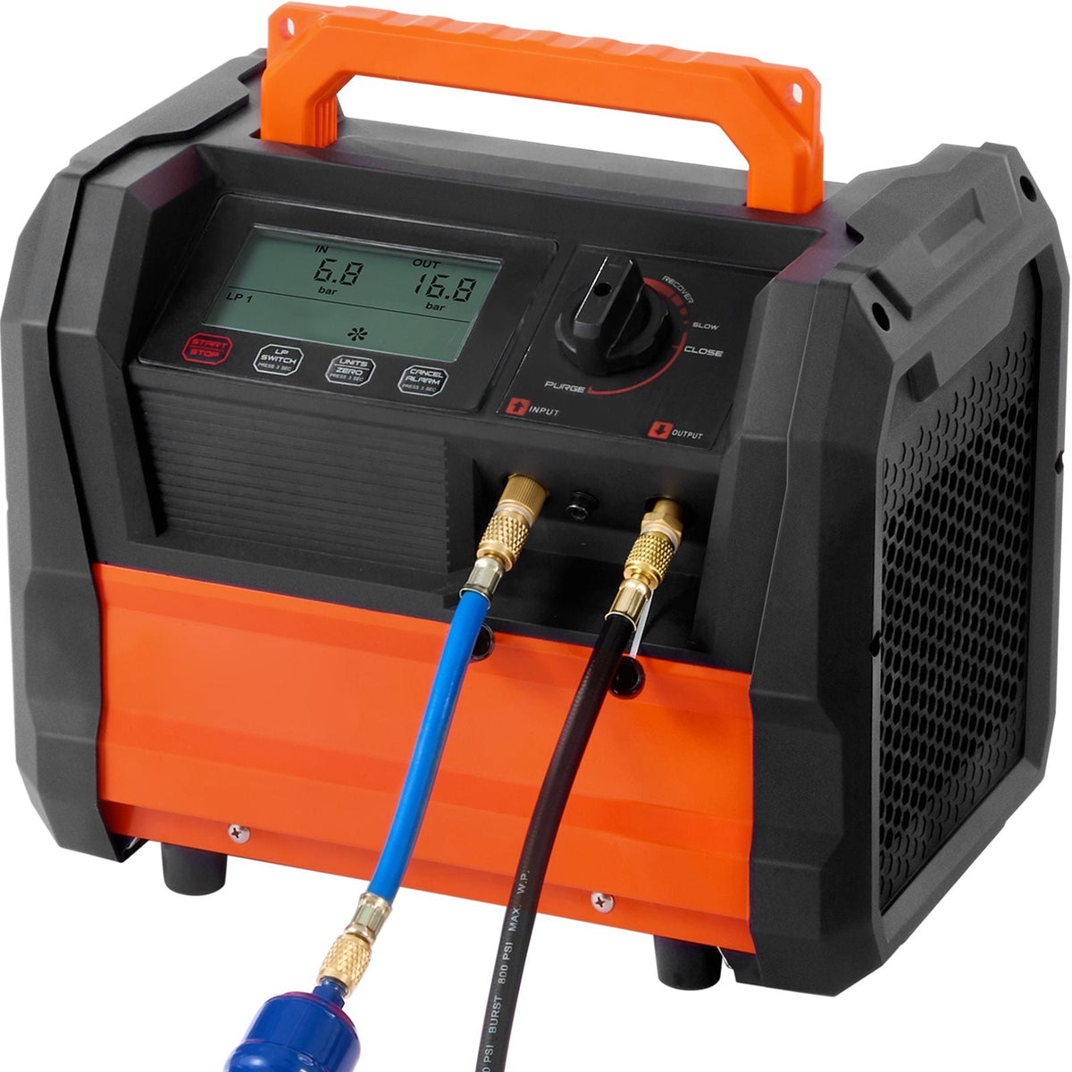 Refrigerant Recovery Machine, 1 HP Dual Cylinder Portable AC Recovery Machine with 3000rpm Brushless Motor, Freon Refrigerant Recycling Tool for Automotive, Air Condition, Household HVAC