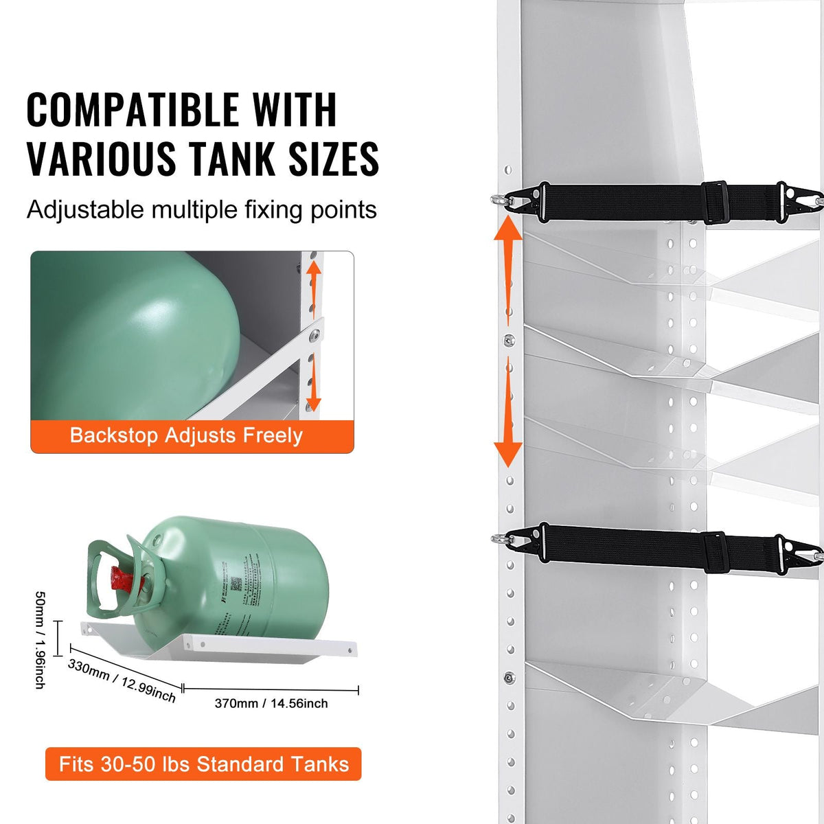 Refrigerant Tank Rack, with 3 x 30-50lb Bottle Tanks, Cylinder Tank Rack 14.64x13.97x46.06 in, Refrigerant Cylinder Rack Gas Cylinder Racks and Holders for Freon, Gases, Oxygen, Nitrogen
