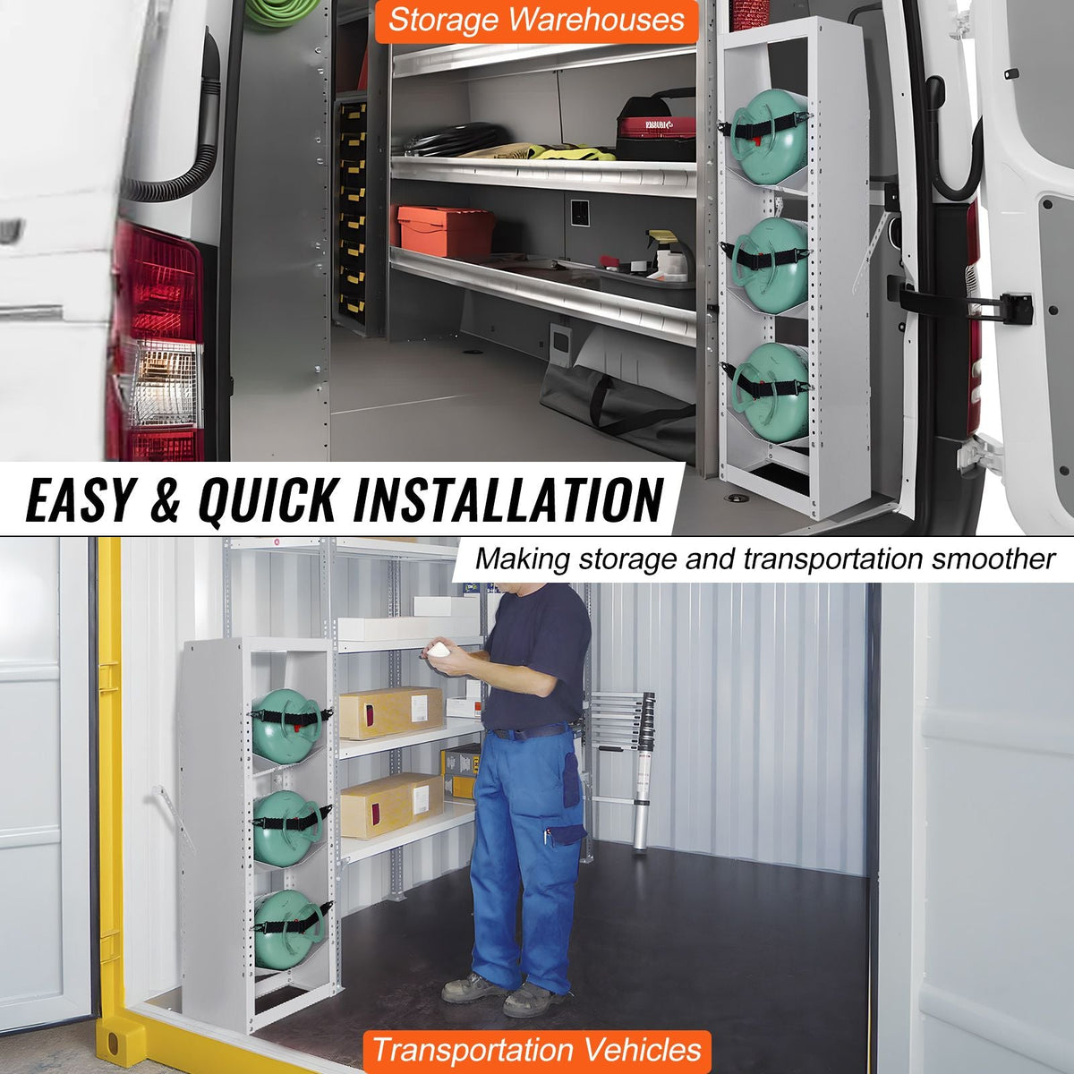 Refrigerant Tank Rack, with 3 x 30-50lb Bottle Tanks, Cylinder Tank Rack 14.64x13.97x46.06 in, Refrigerant Cylinder Rack Gas Cylinder Racks and Holders for Freon, Gases, Oxygen, Nitrogen